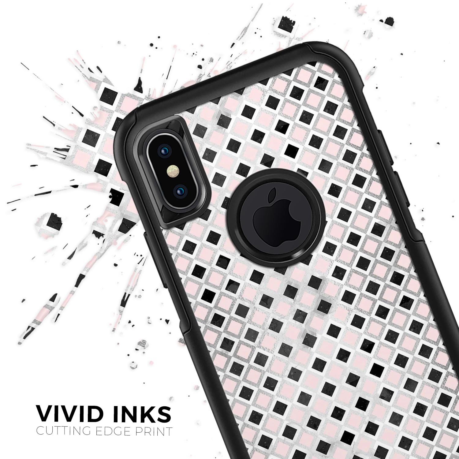 Karamfila Silver & Pink Marble V11 Skin Kit for iPhone OtterBox, showcasing a stylish marble design with dual-layer protection.