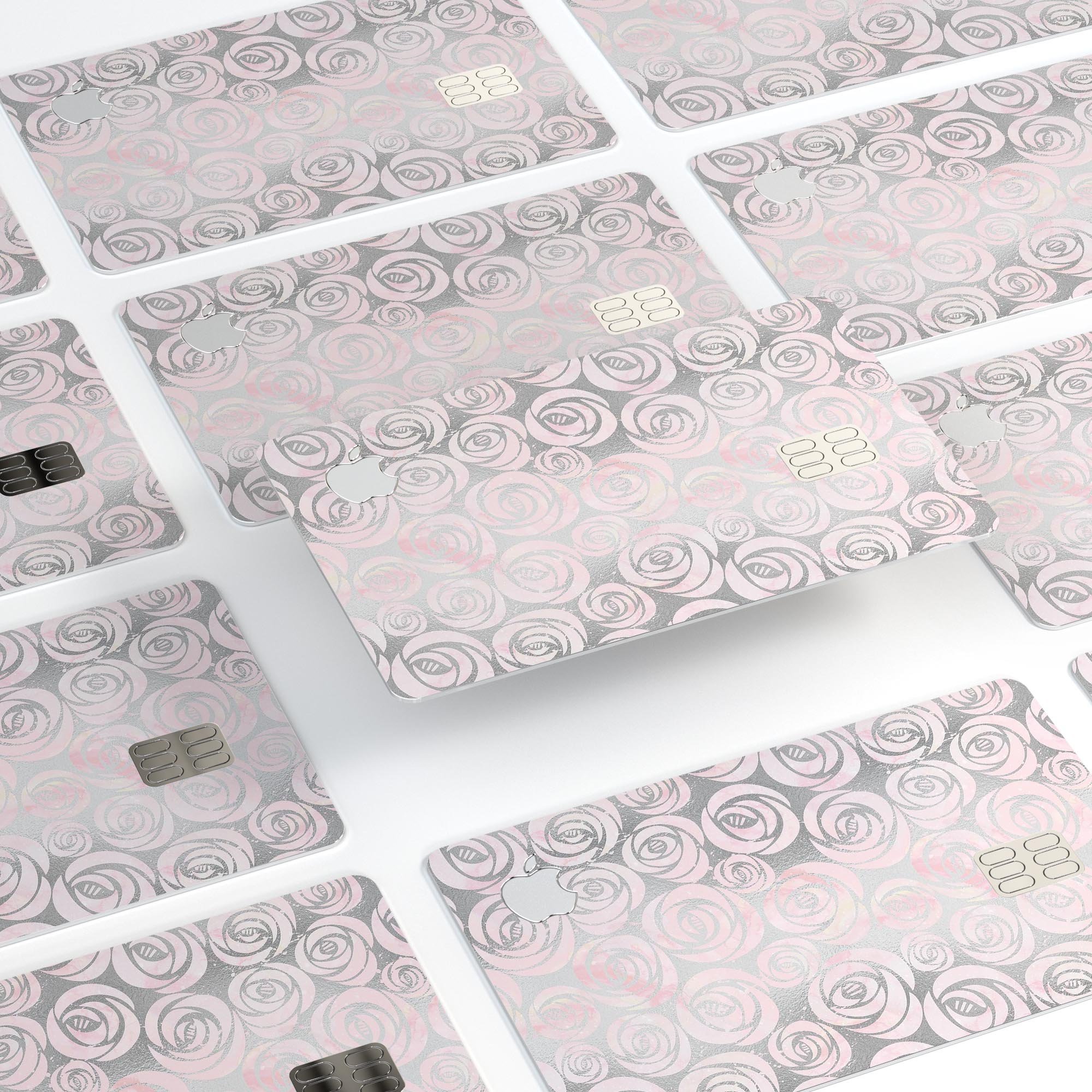 Karamfila Silver & Pink Marble V15 skin kit for Apple Card, showcasing premium vinyl design and protective features.