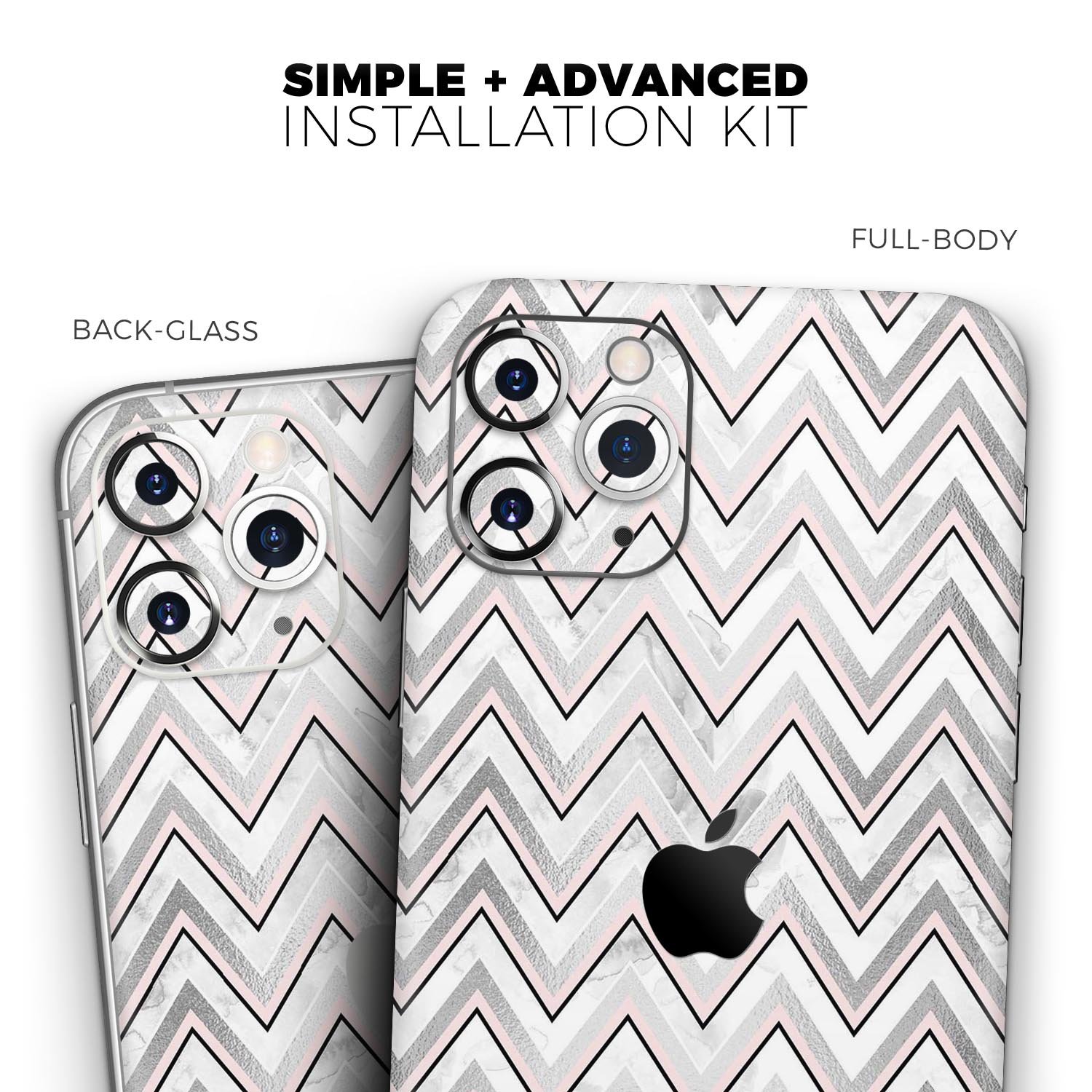 Karamfila Silver & Pink Marble V2 Skin-Kit for Apple iPhone, showcasing a stylish design with a glossy finish.