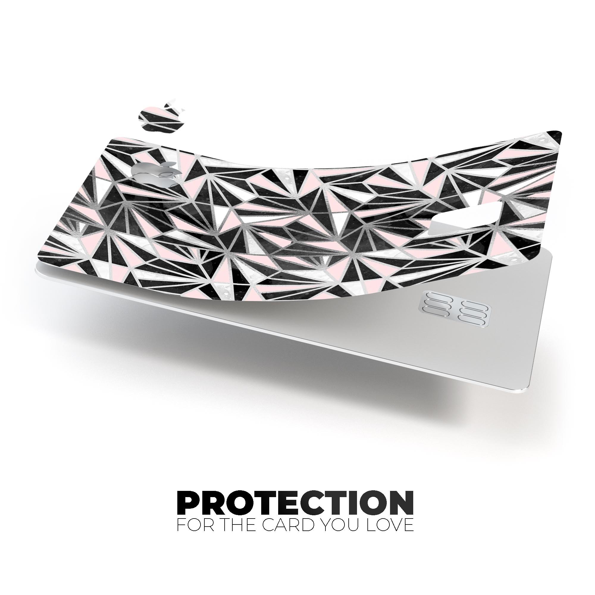 Karamfila Silver & Pink Marble V4 skin on an Apple Card, showcasing its elegant design and premium finish.