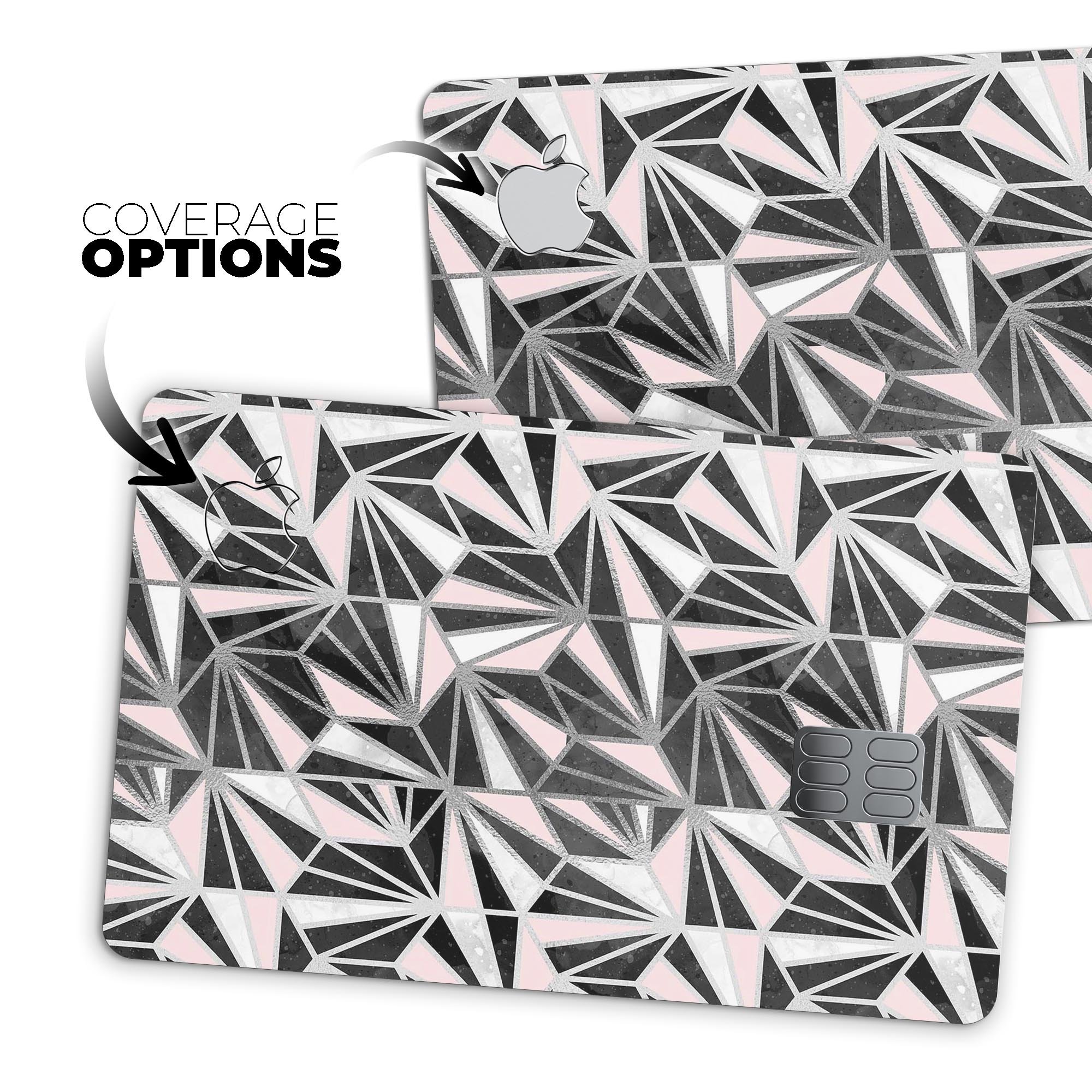 Karamfila Silver & Pink Marble V4 skin on an Apple Card, showcasing its elegant design and premium finish.