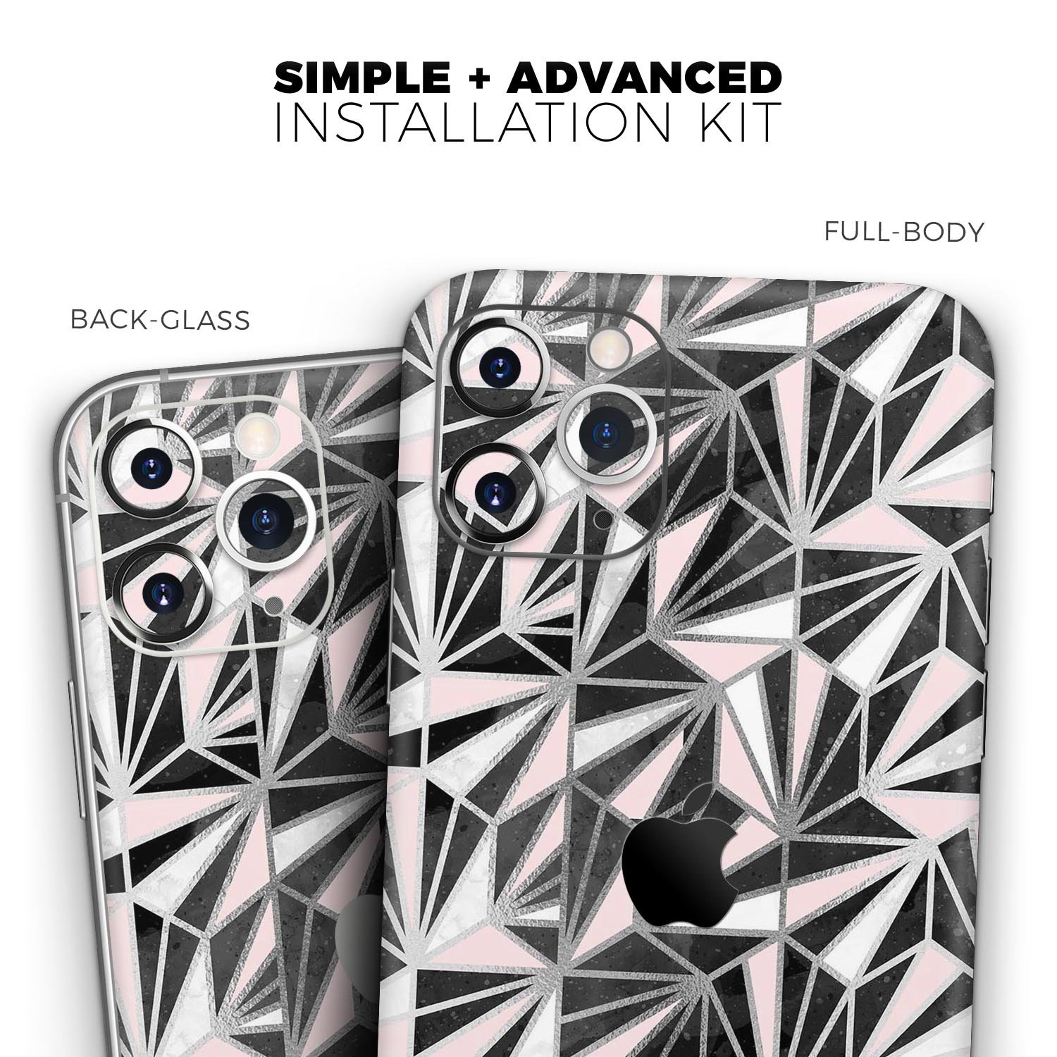 Karamfila Silver & Pink Marble V4 Skin-Kit for Apple iPhone, showcasing a stylish design with a glossy finish.