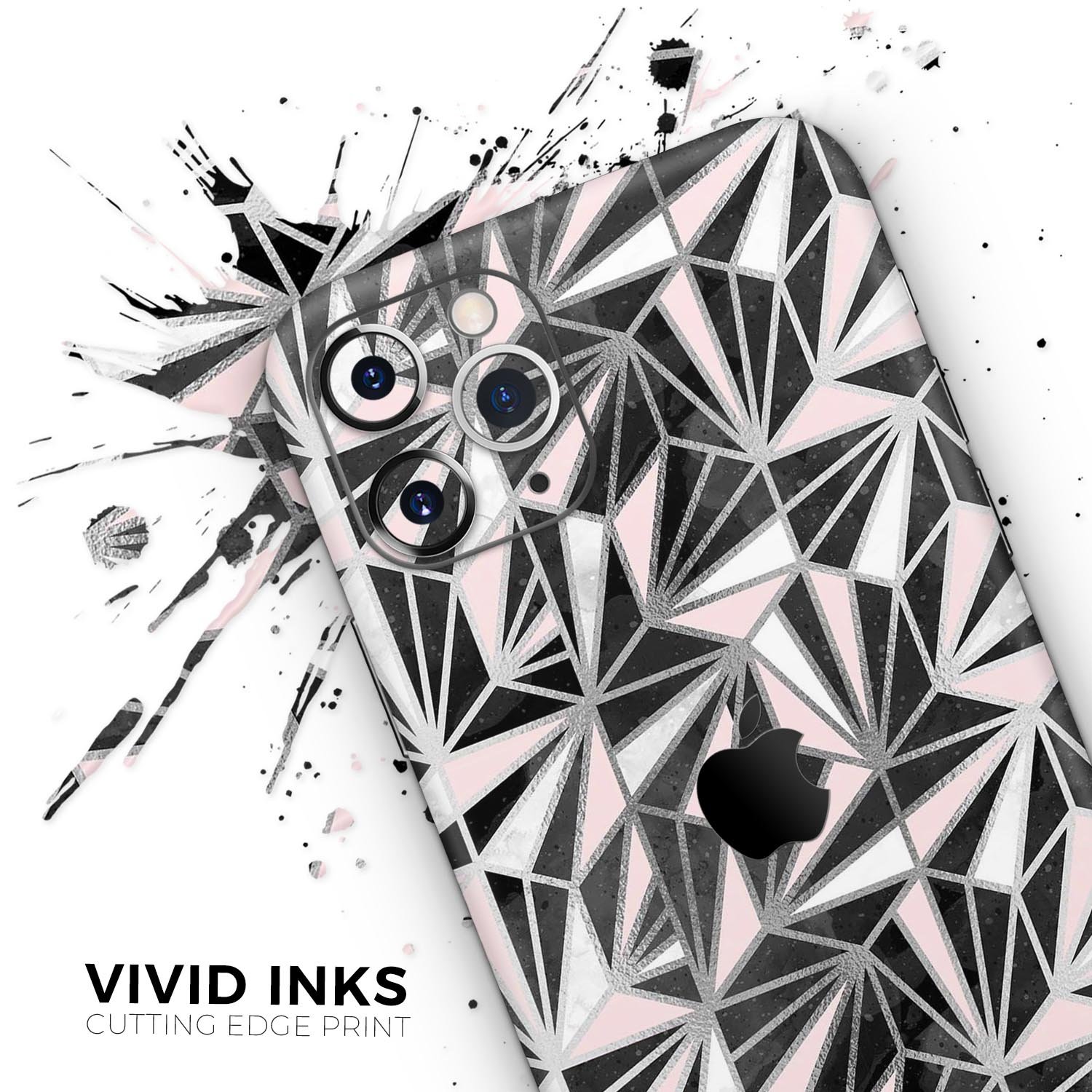 Karamfila Silver & Pink Marble V4 Skin-Kit for Apple iPhone, showcasing a stylish design with a glossy finish.