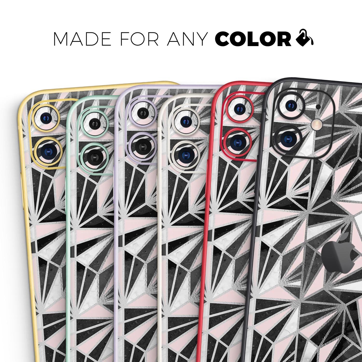 Karamfila Silver & Pink Marble V4 Skin-Kit for Apple iPhone, showcasing a stylish design with a glossy finish.