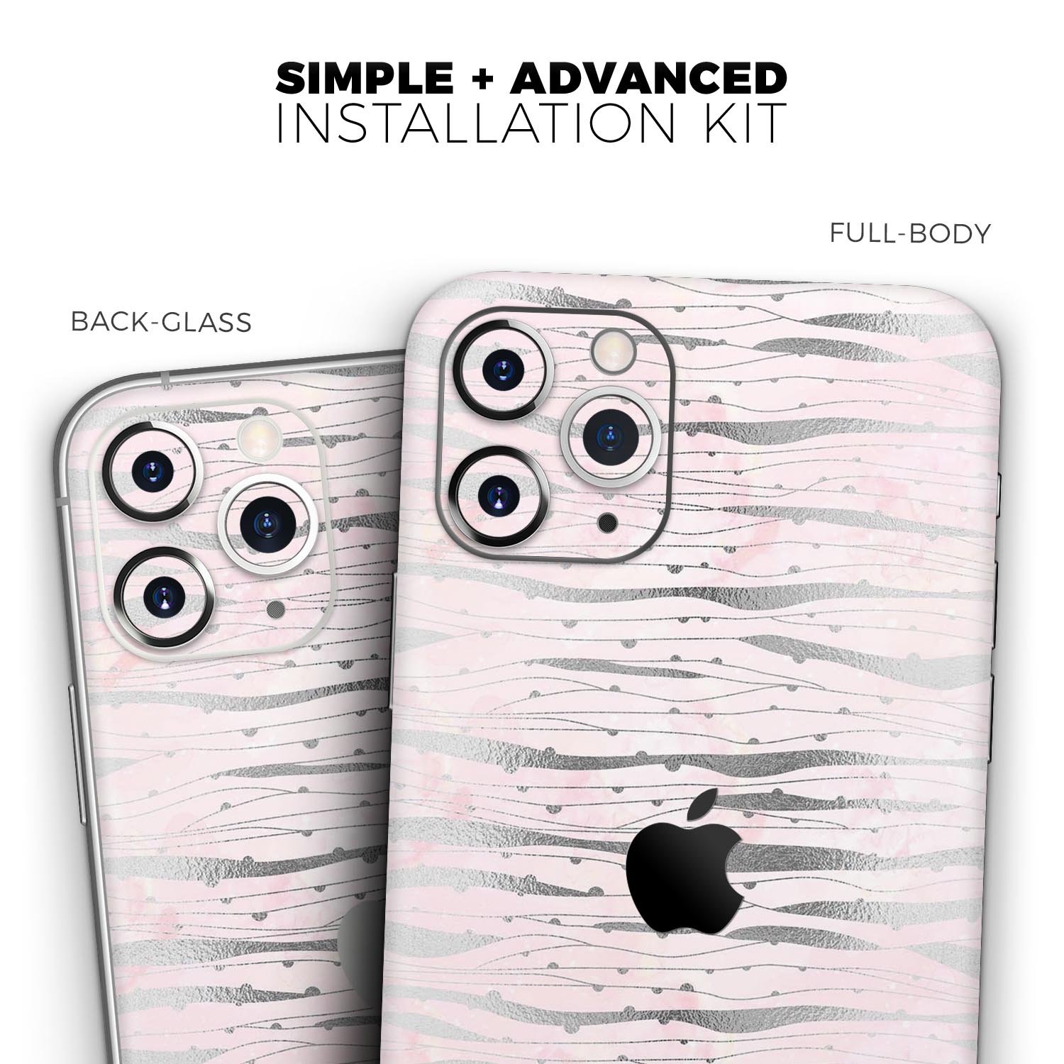 Karamfila Silver & Pink Marble V7 Skin-Kit for Apple iPhone, showcasing a stylish marble design.