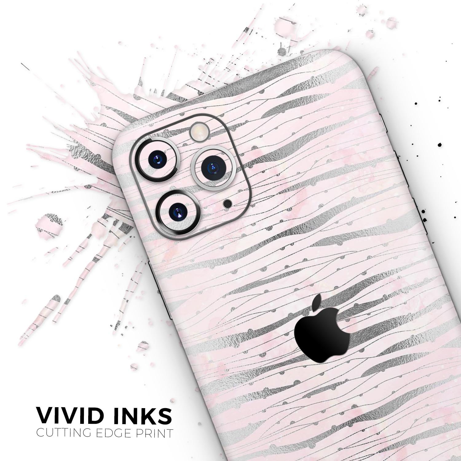 Karamfila Silver & Pink Marble V7 Skin-Kit for Apple iPhone, showcasing a stylish marble design.