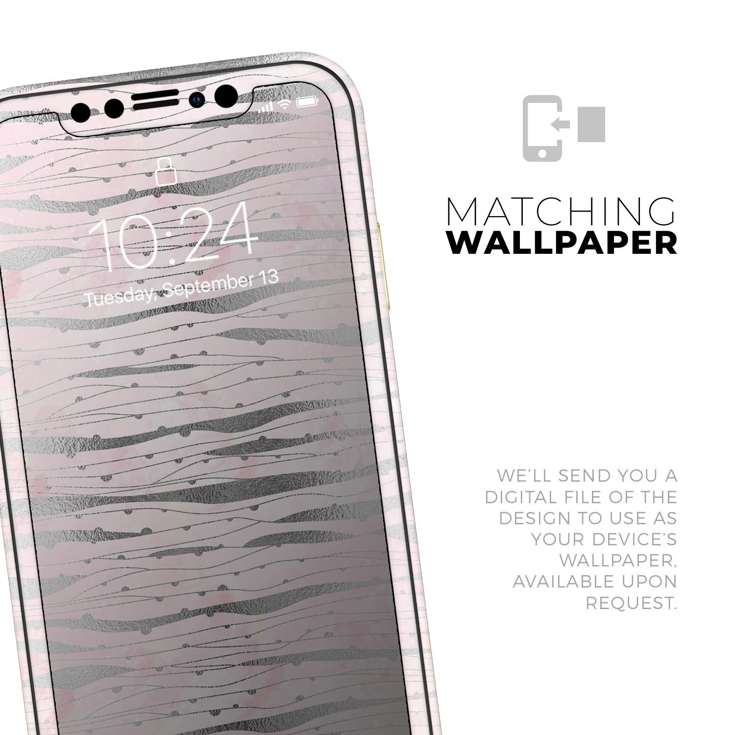 Karamfila Silver & Pink Marble V7 Skin-Kit for Apple iPhone, showcasing a stylish marble design.