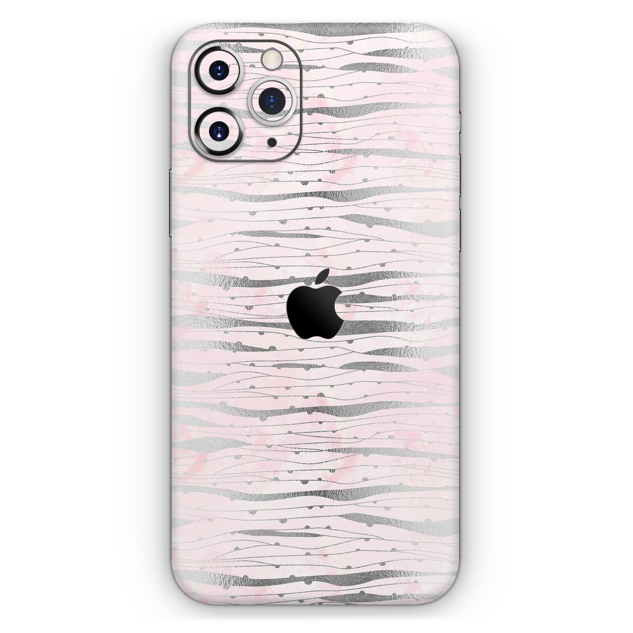 Karamfila Silver & Pink Marble V7 Skin-Kit for Apple iPhone, showcasing a stylish marble design.