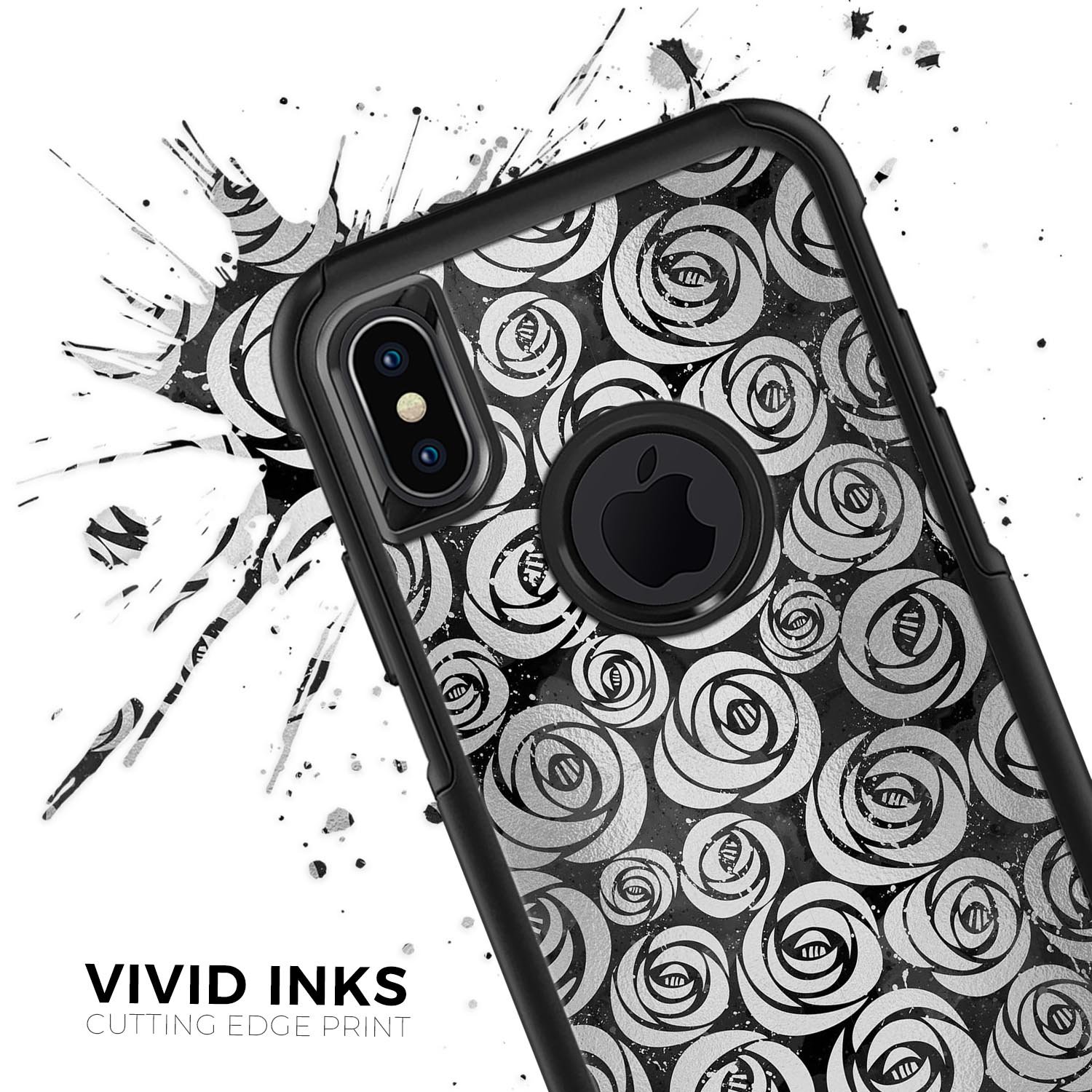 Karamfila Silver & Pink Marble V9 Skin Kit for iPhone OtterBox, showcasing a stylish marble design with dual-layer protection.