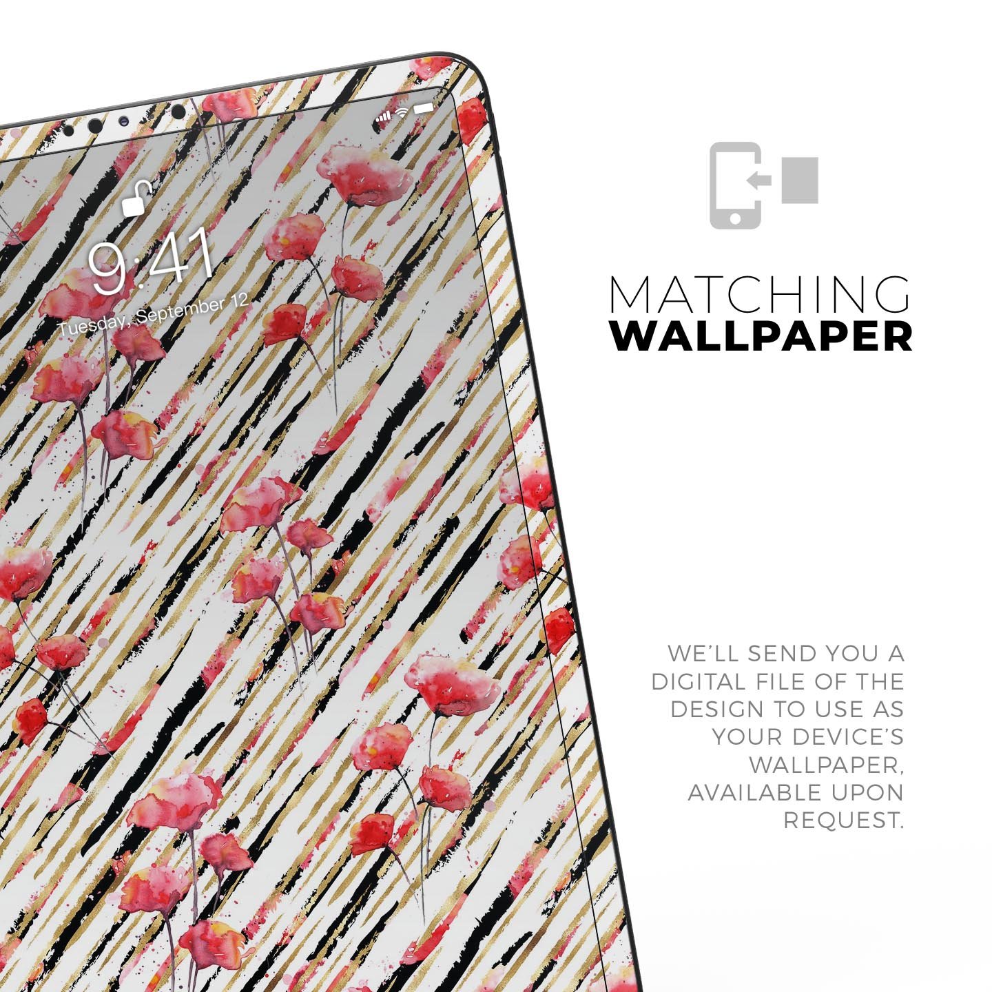 Karamfila Watercolo Poppies V11 full-body skin decal for Apple devices, featuring a vibrant poppy design on premium 3M material.