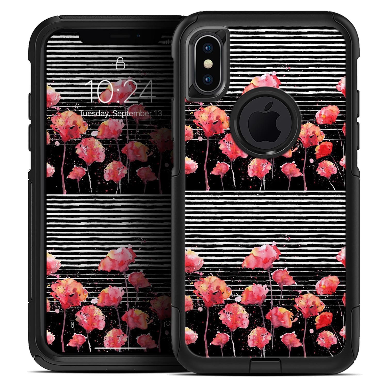 Karamfila Watercolo Poppies V1 Skin Kit for iPhone OtterBox, featuring vibrant poppy design and premium 3M materials.