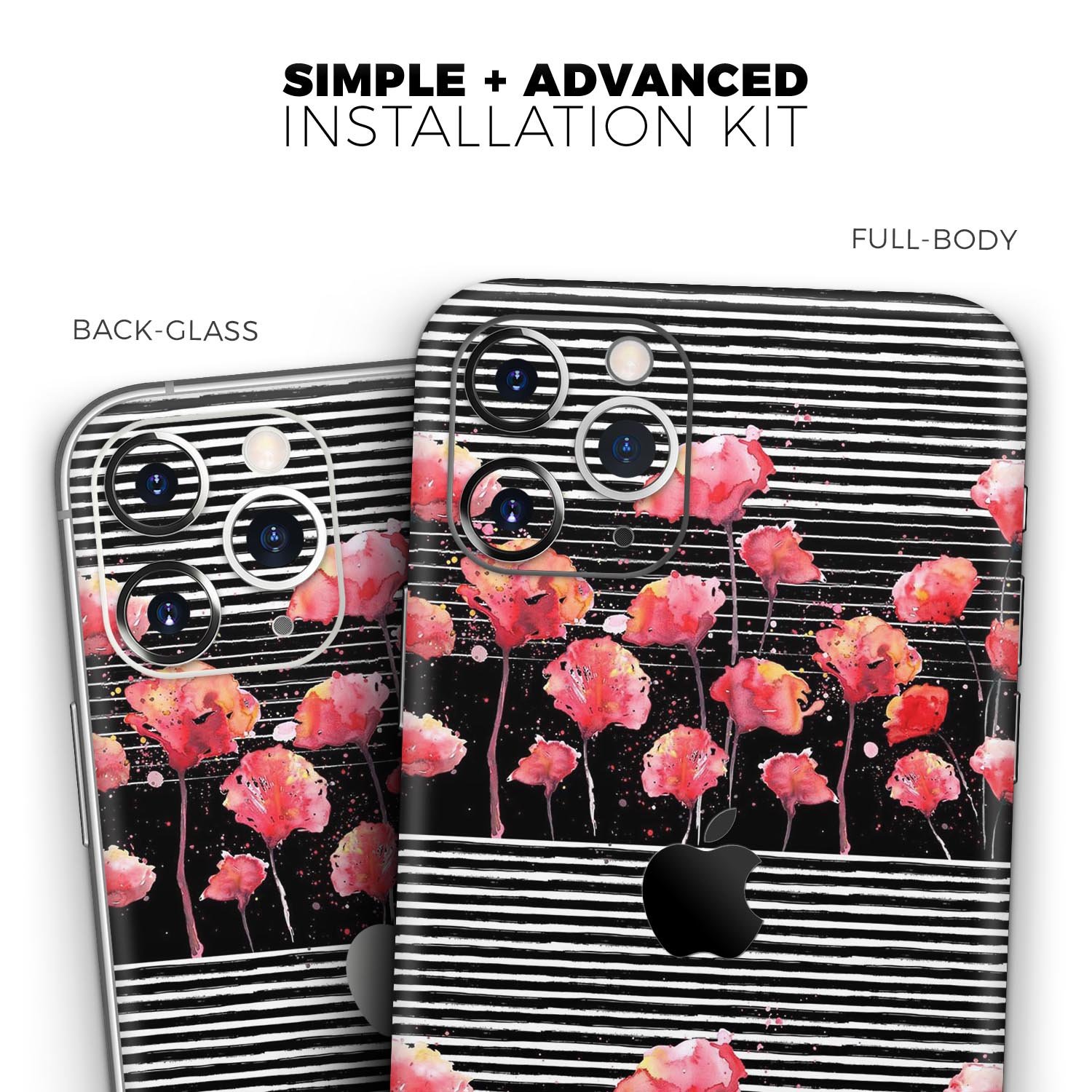 Karamfila Watercolo Poppies V1 skin for Apple iPhone, showcasing vibrant poppy design on a sleek vinyl surface.