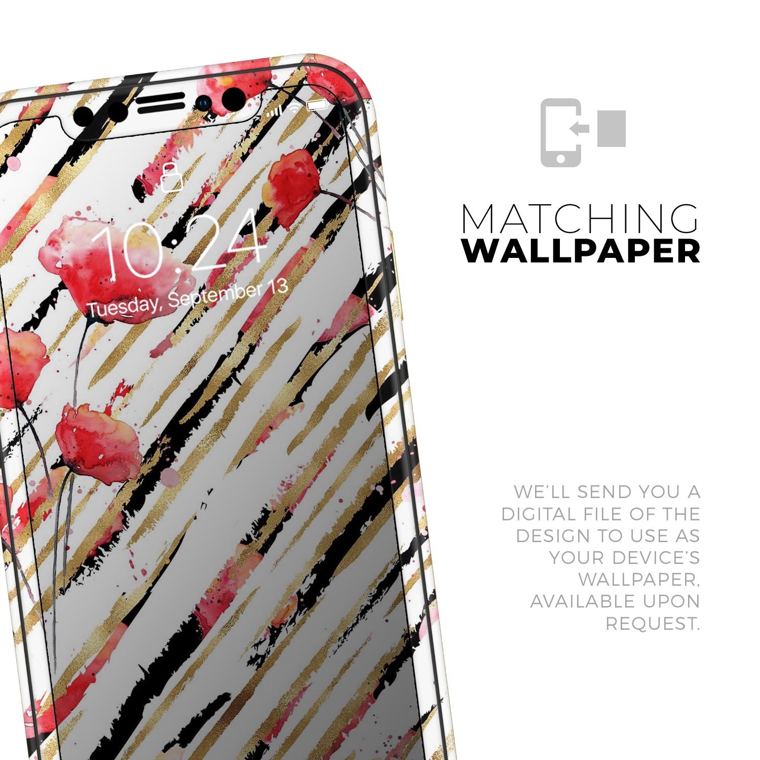 Karamfila Watercolo Poppies V12 skin for Apple iPhone, featuring vibrant poppy design on premium vinyl.