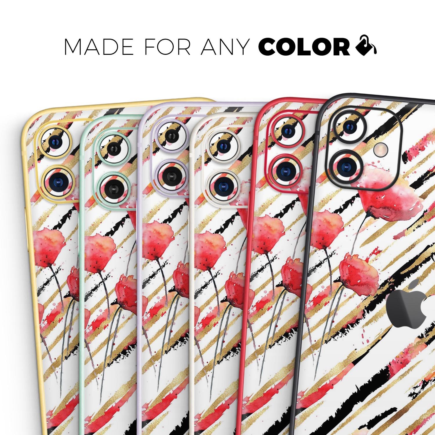 Karamfila Watercolo Poppies V12 skin for Apple iPhone, featuring vibrant poppy design on premium vinyl.