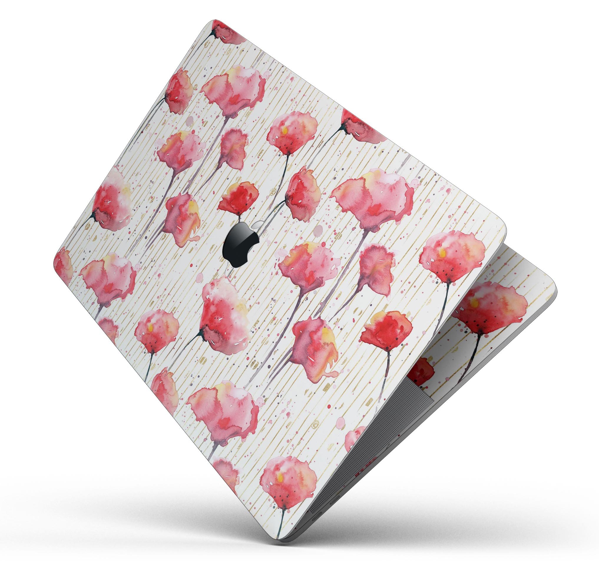 Karamfila Watercolo Poppies V15 skin decal wrap kit for MacBook, featuring vibrant poppy design and premium vinyl material.