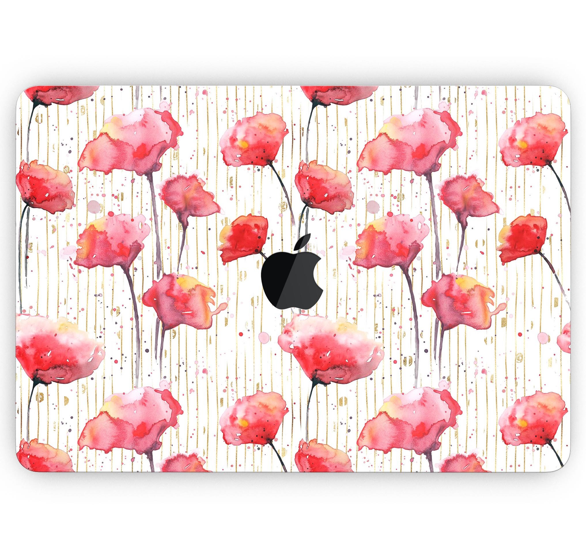 Karamfila Watercolo Poppies V15 skin decal wrap kit for MacBook, featuring vibrant poppy design and premium vinyl material.