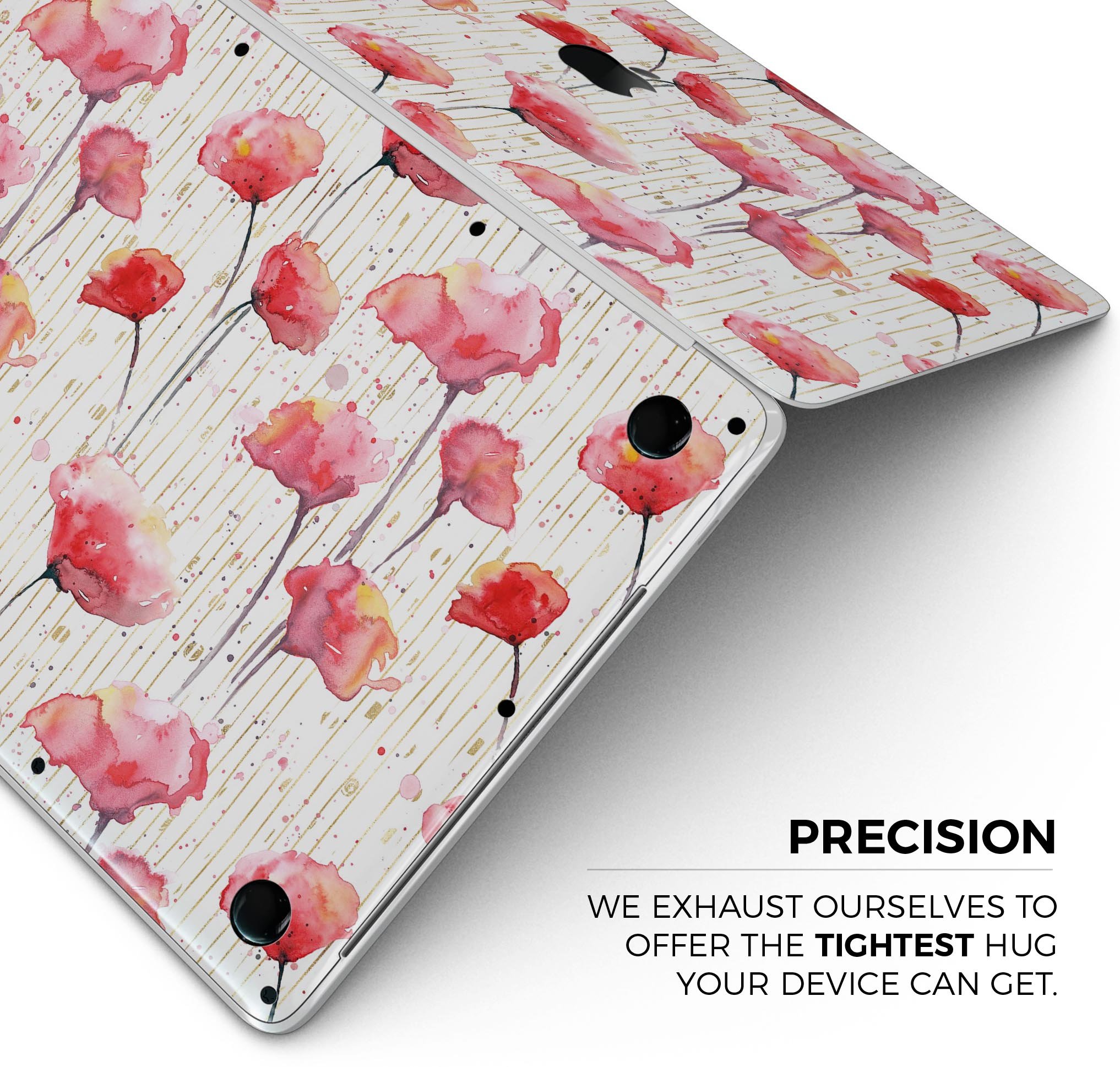 Karamfila Watercolo Poppies V15 skin decal wrap kit for MacBook, featuring vibrant poppy design and premium vinyl material.