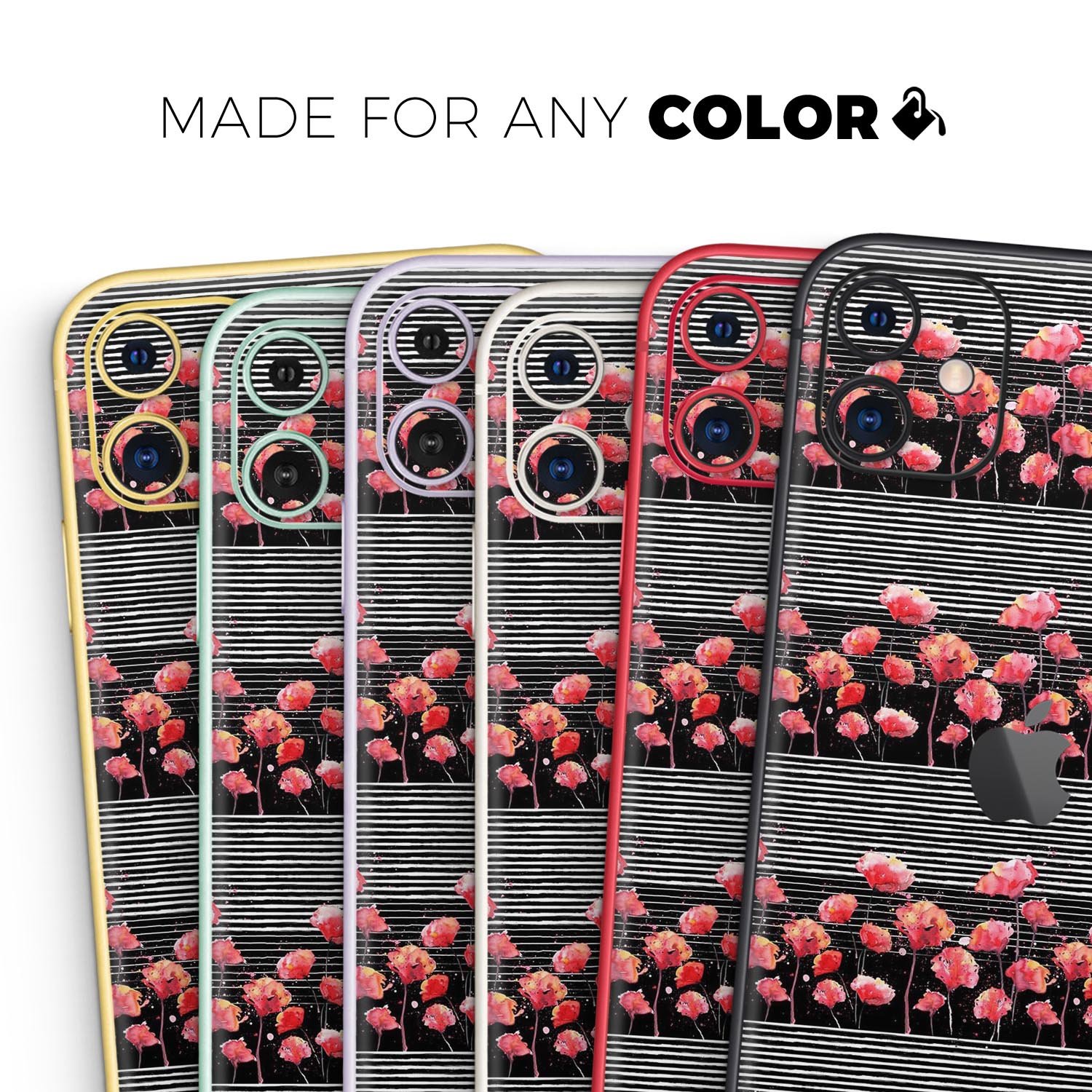 Karamfila Watercolo Poppies V2 skin for Apple iPhone, showcasing vibrant poppy design on a sleek vinyl surface.