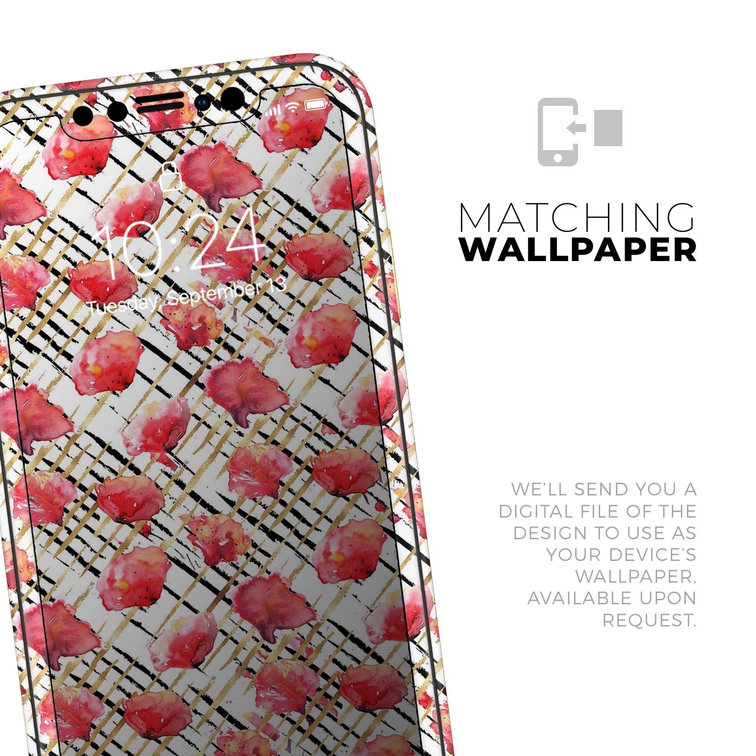 Karamfila Watercolo Poppies V24 skin for Apple iPhone, showcasing vibrant poppy design and premium vinyl material.