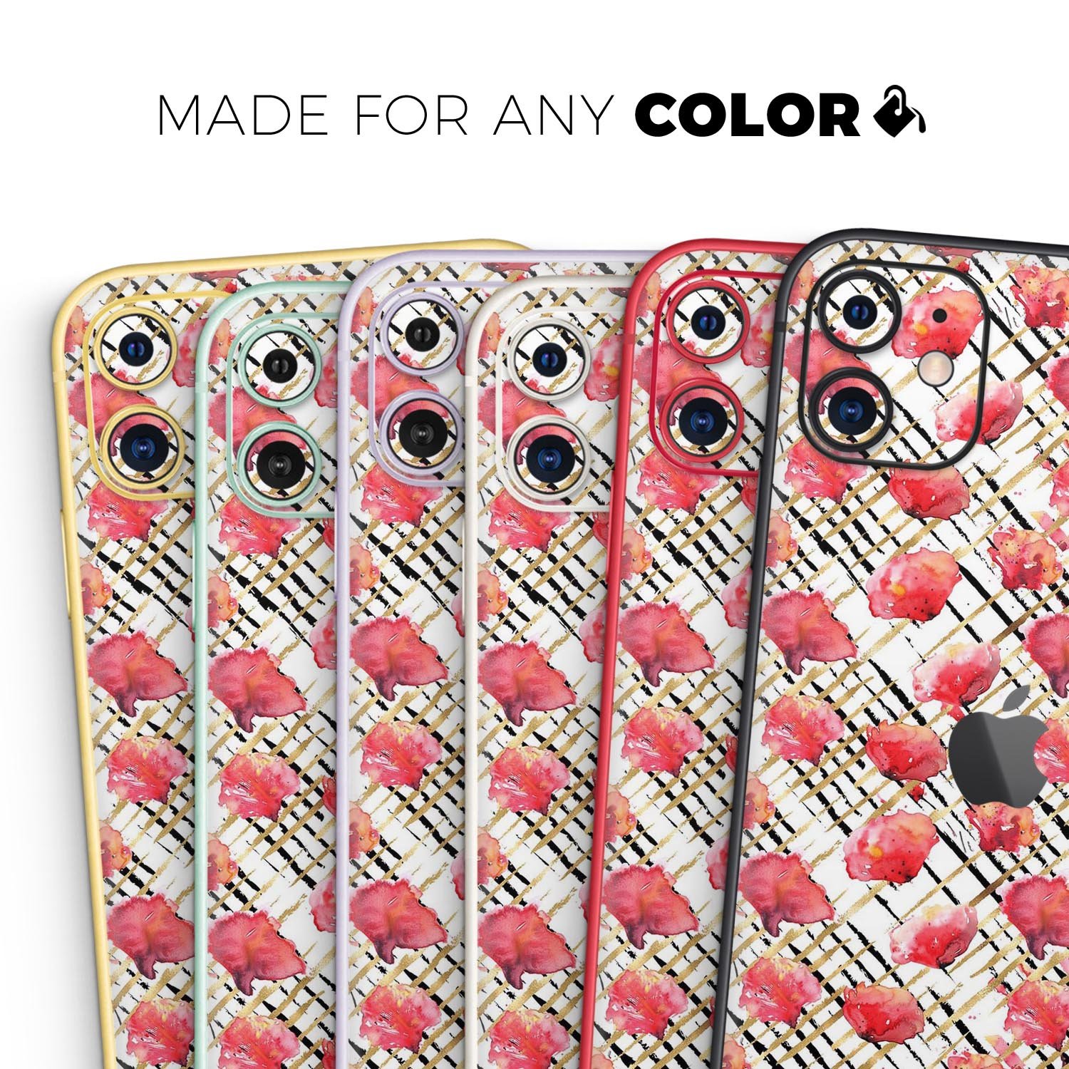 Karamfila Watercolo Poppies V24 skin for Apple iPhone, showcasing vibrant poppy design and premium vinyl material.