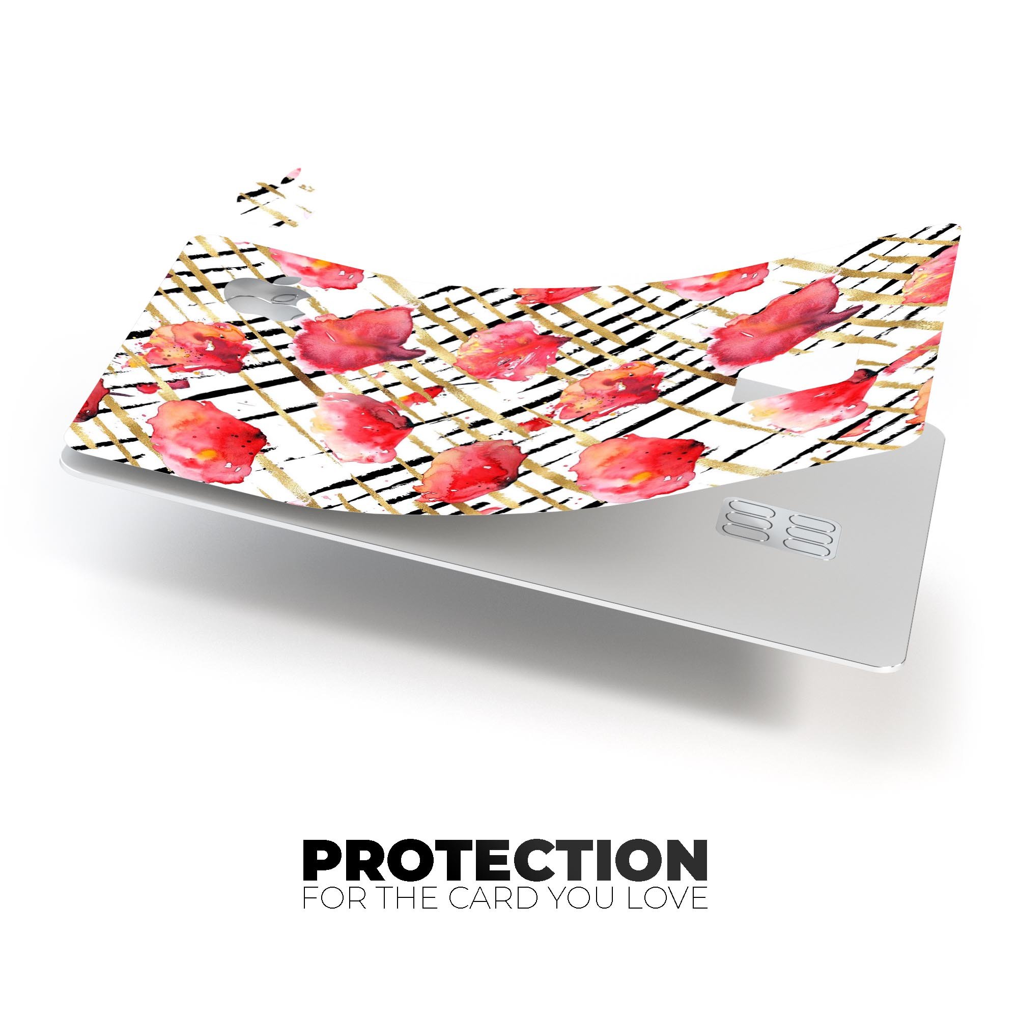 Karamfila Watercolo Poppies V25 skin kit for Apple Card, showcasing vibrant poppy design on premium vinyl.