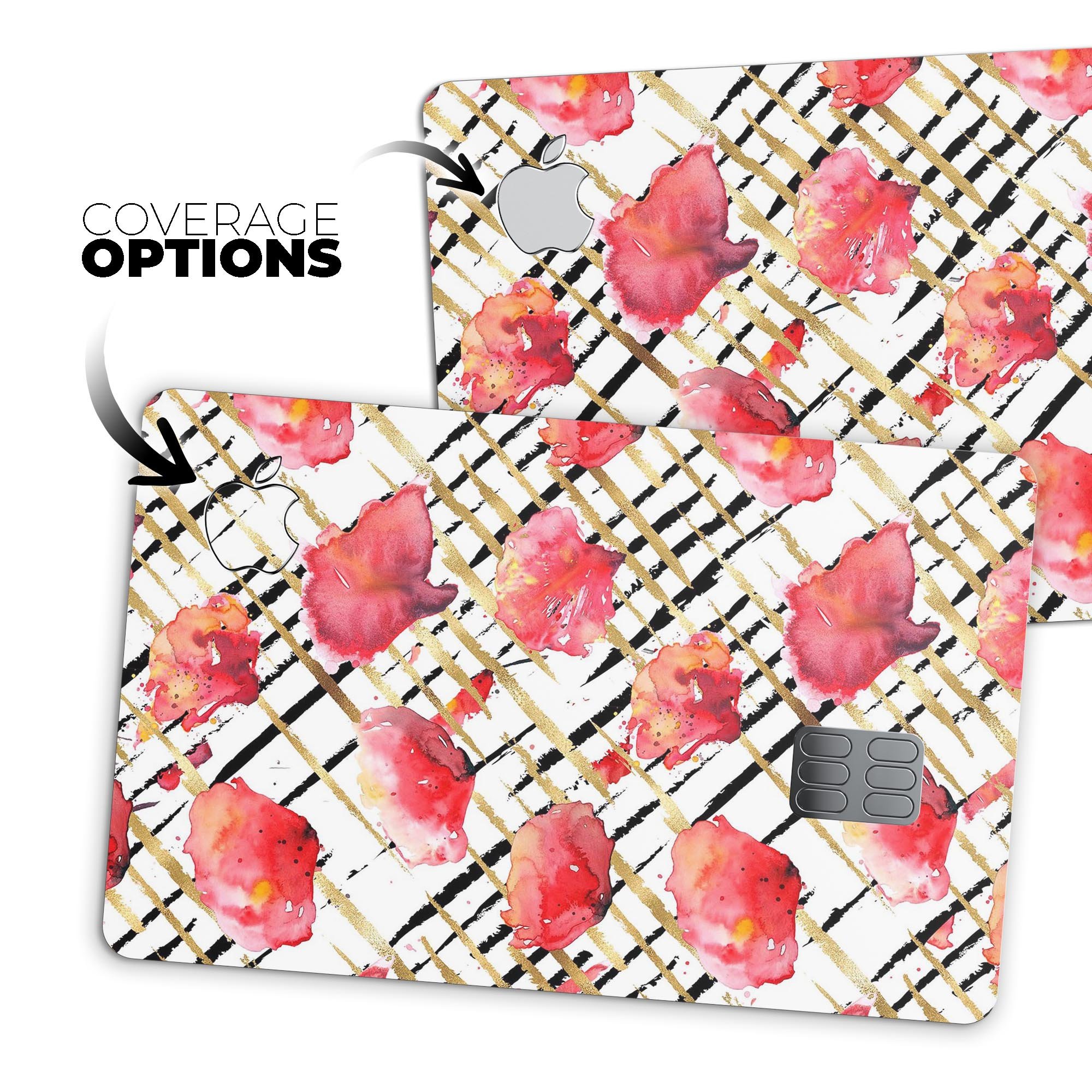 Karamfila Watercolo Poppies V25 skin kit for Apple Card, showcasing vibrant poppy design on premium vinyl.