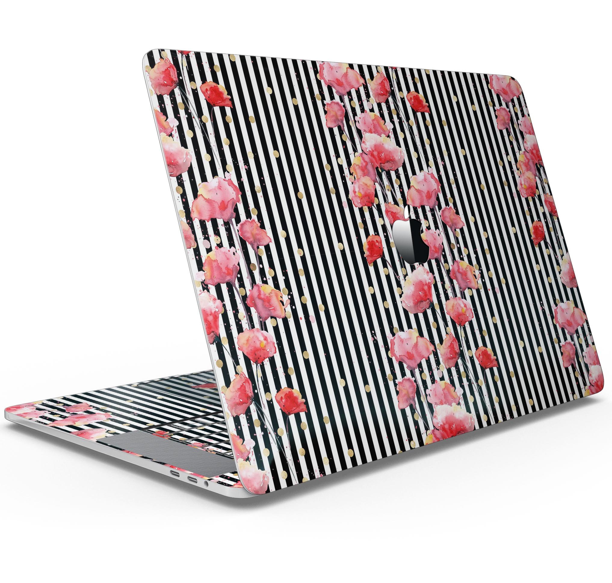 Karamfila Watercolo Poppies V27 skin decal wrap kit for MacBook, featuring vibrant poppy design and premium vinyl material.