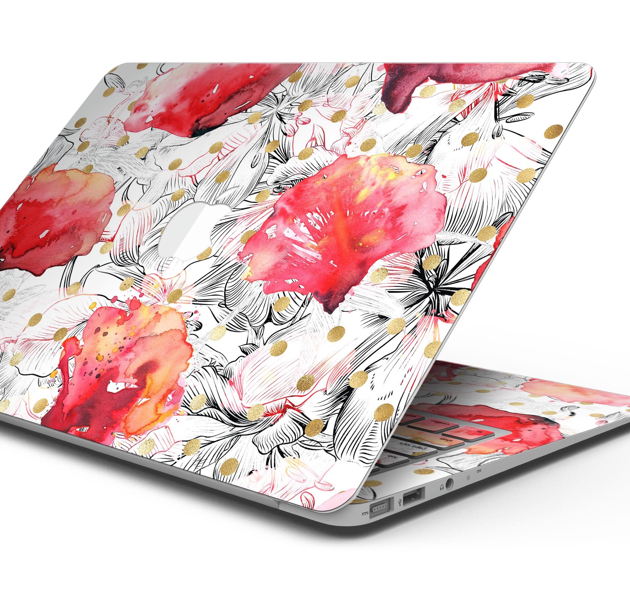 Karamfila Watercolo Poppies V29 skin decal wrap kit for MacBook, featuring vibrant poppy design and premium vinyl material.