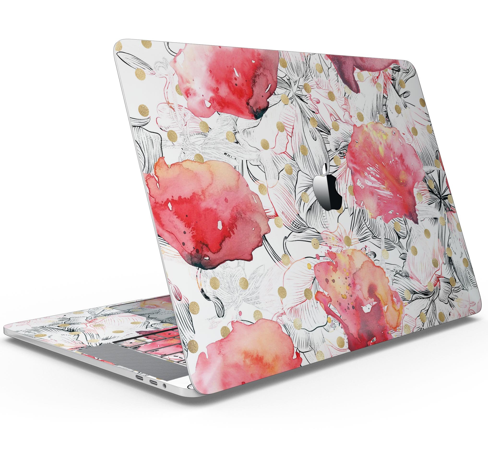 Karamfila Watercolo Poppies V29 skin decal wrap kit for MacBook, featuring vibrant poppy design and premium vinyl material.