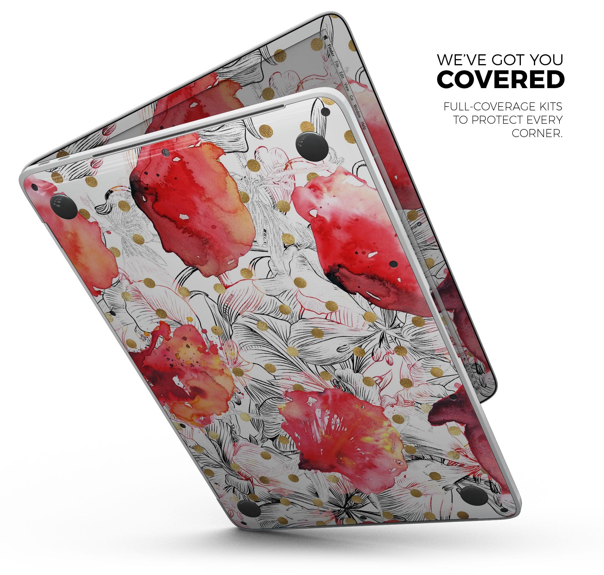 Karamfila Watercolo Poppies V29 skin decal wrap kit for MacBook, featuring vibrant poppy design and premium vinyl material.