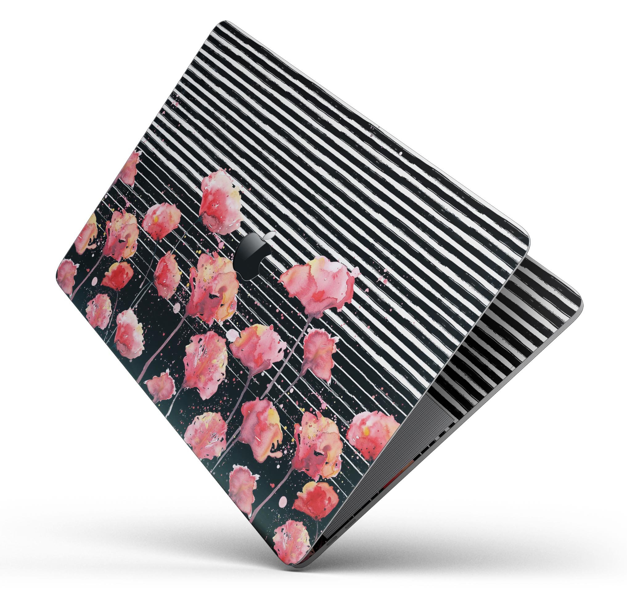 Karamfila Watercolo Poppies V7 skin decal wrap kit for MacBook, showcasing vibrant poppy design and premium vinyl material.