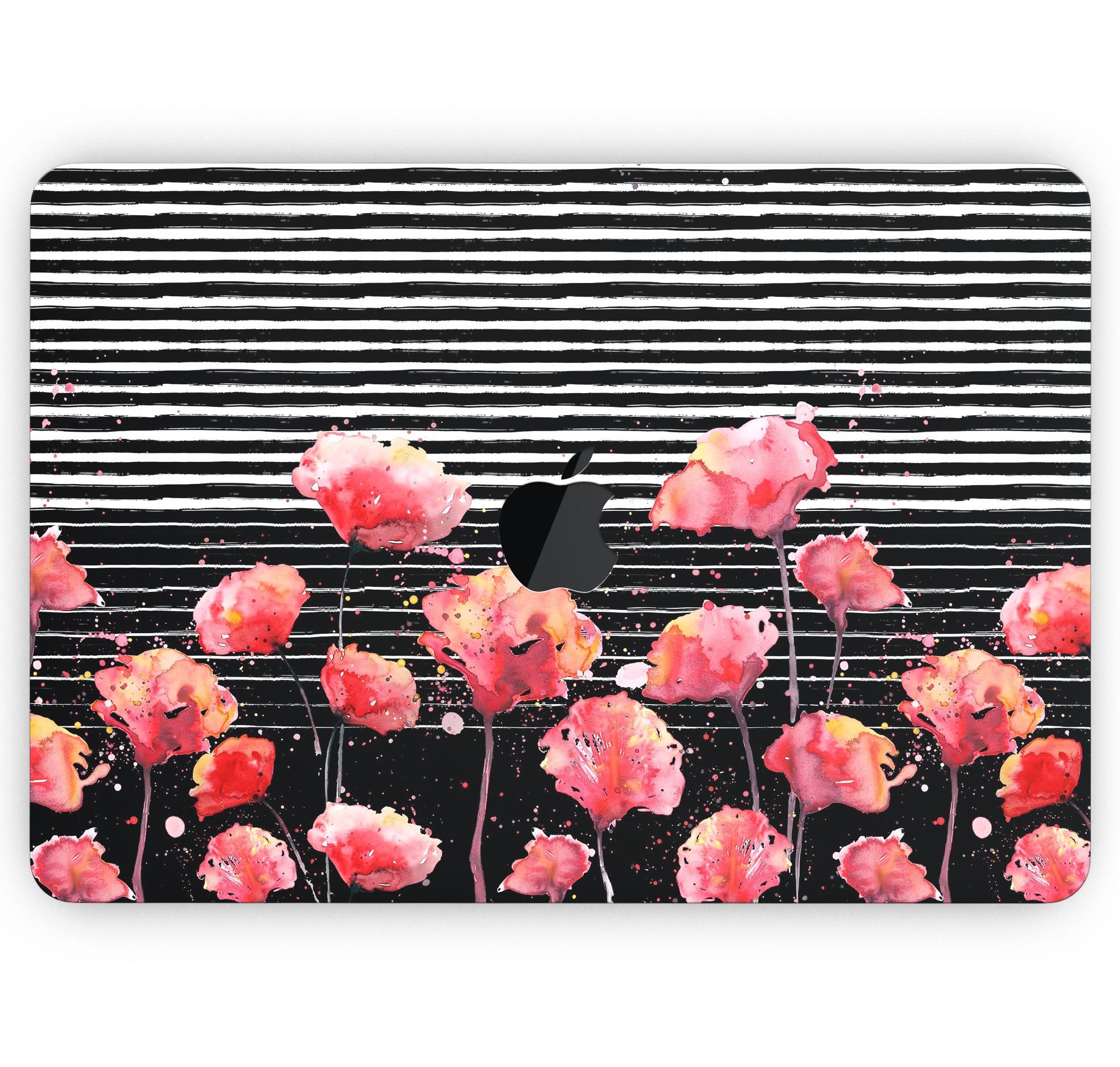 Karamfila Watercolo Poppies V7 skin decal wrap kit for MacBook, showcasing vibrant poppy design and premium vinyl material.