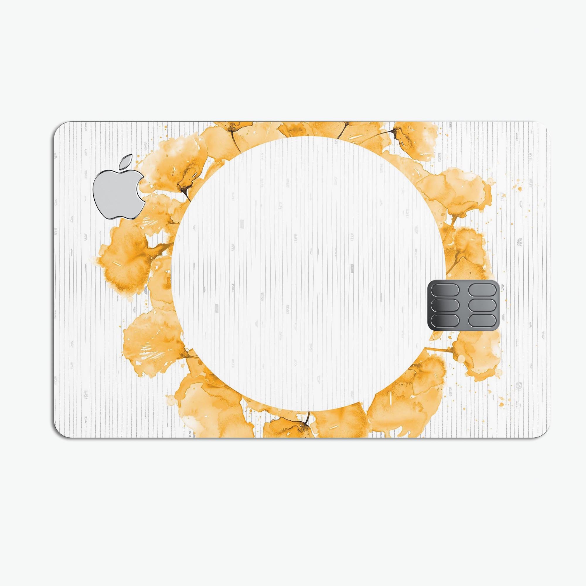 Karamfila Yellow & Gray Floral V13 decal skin for Apple Card, showcasing a vibrant floral design with premium vinyl finish.