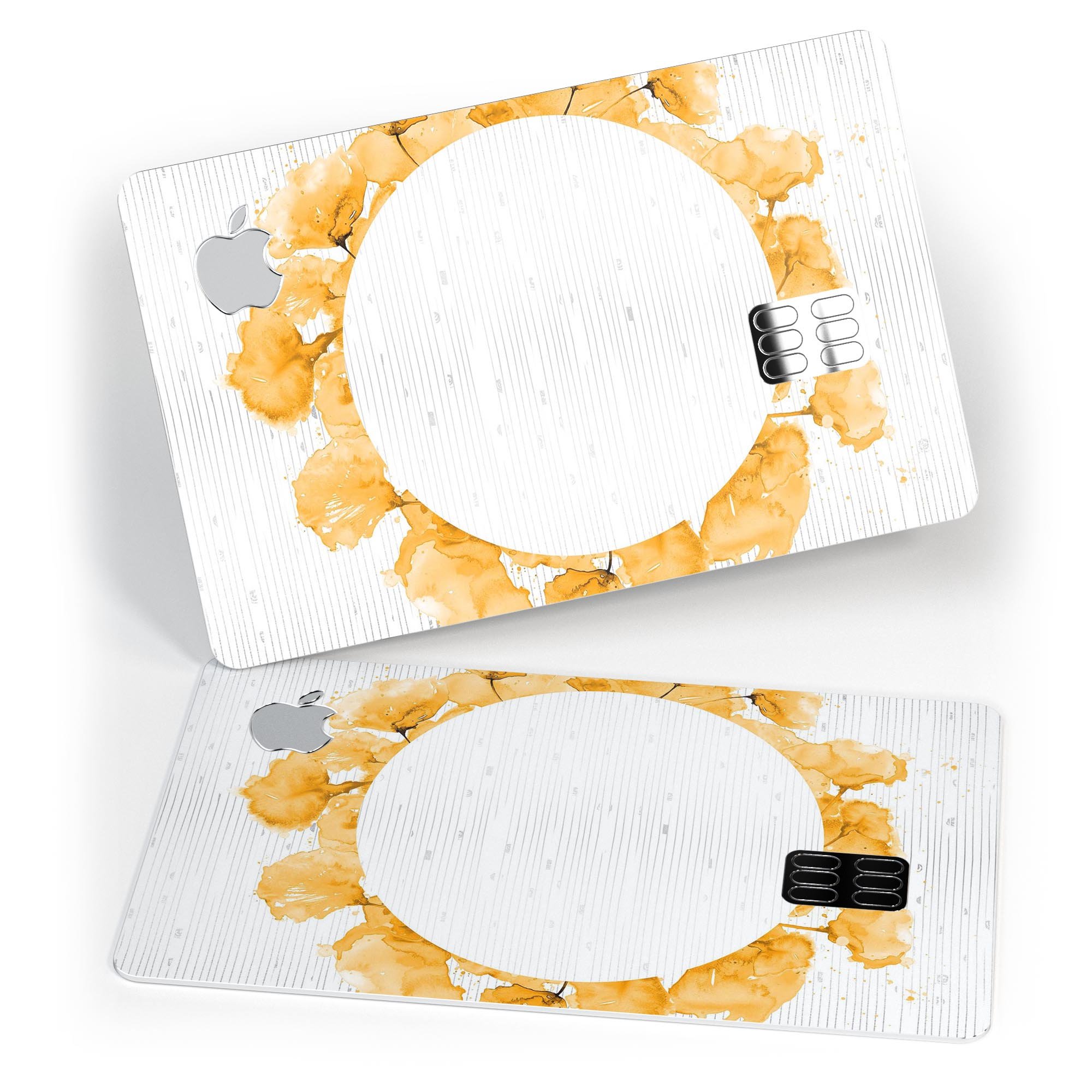 Karamfila Yellow & Gray Floral V13 decal skin for Apple Card, showcasing a vibrant floral design with premium vinyl finish.