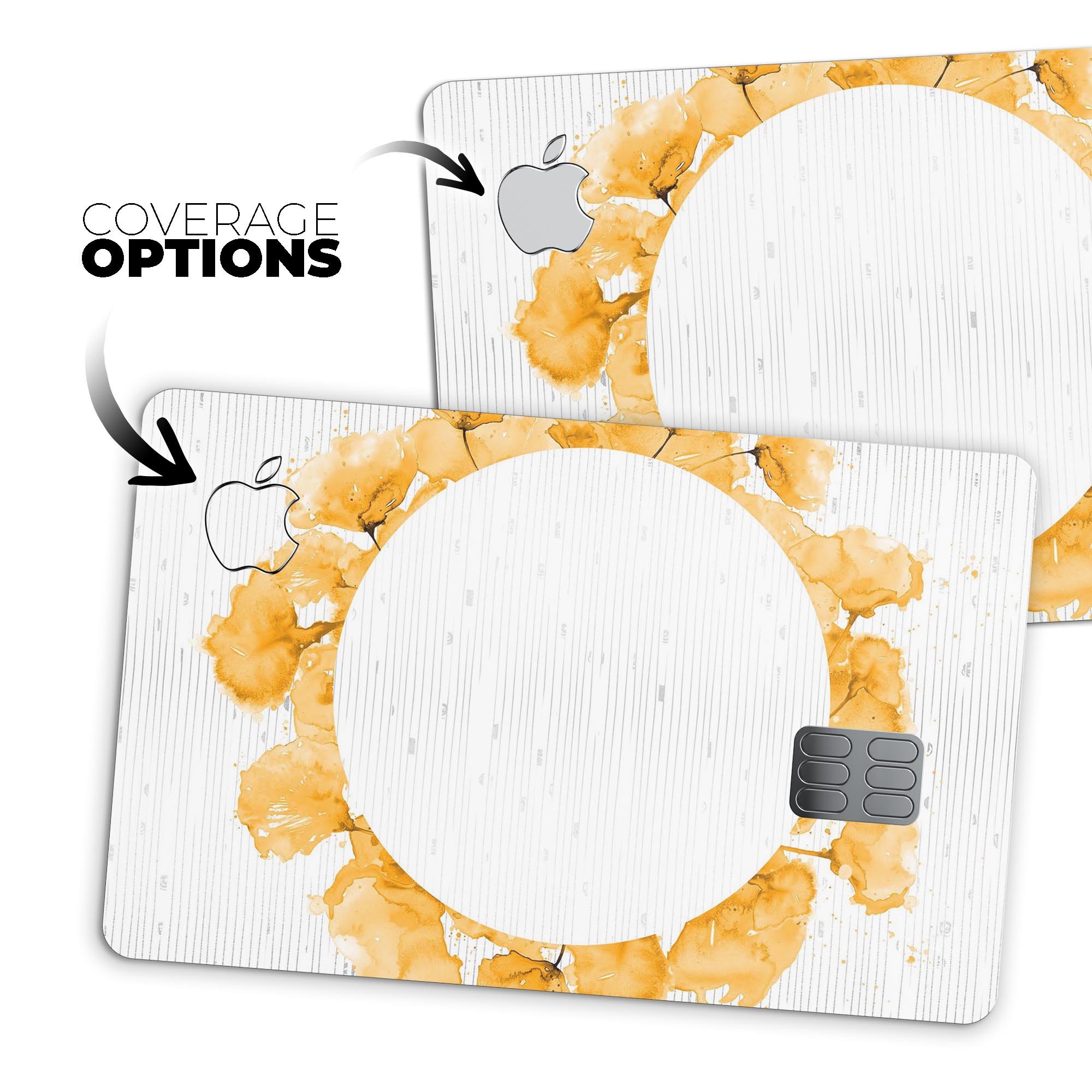 Karamfila Yellow & Gray Floral V13 decal skin for Apple Card, showcasing a vibrant floral design with premium vinyl finish.