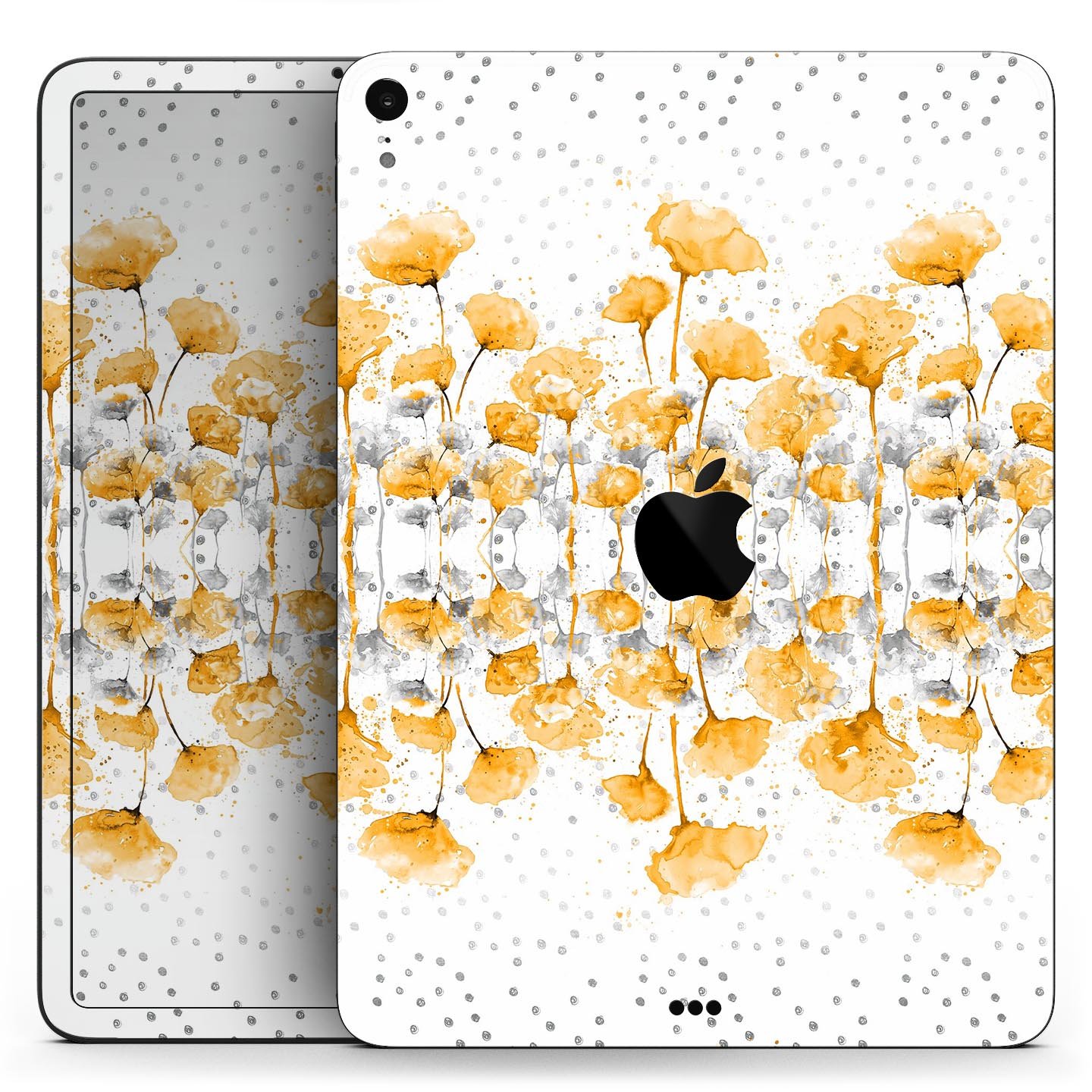 Karamfila Yellow & Gray Floral V2 skin decal for Apple devices, showcasing a vibrant floral design with premium 3M materials.