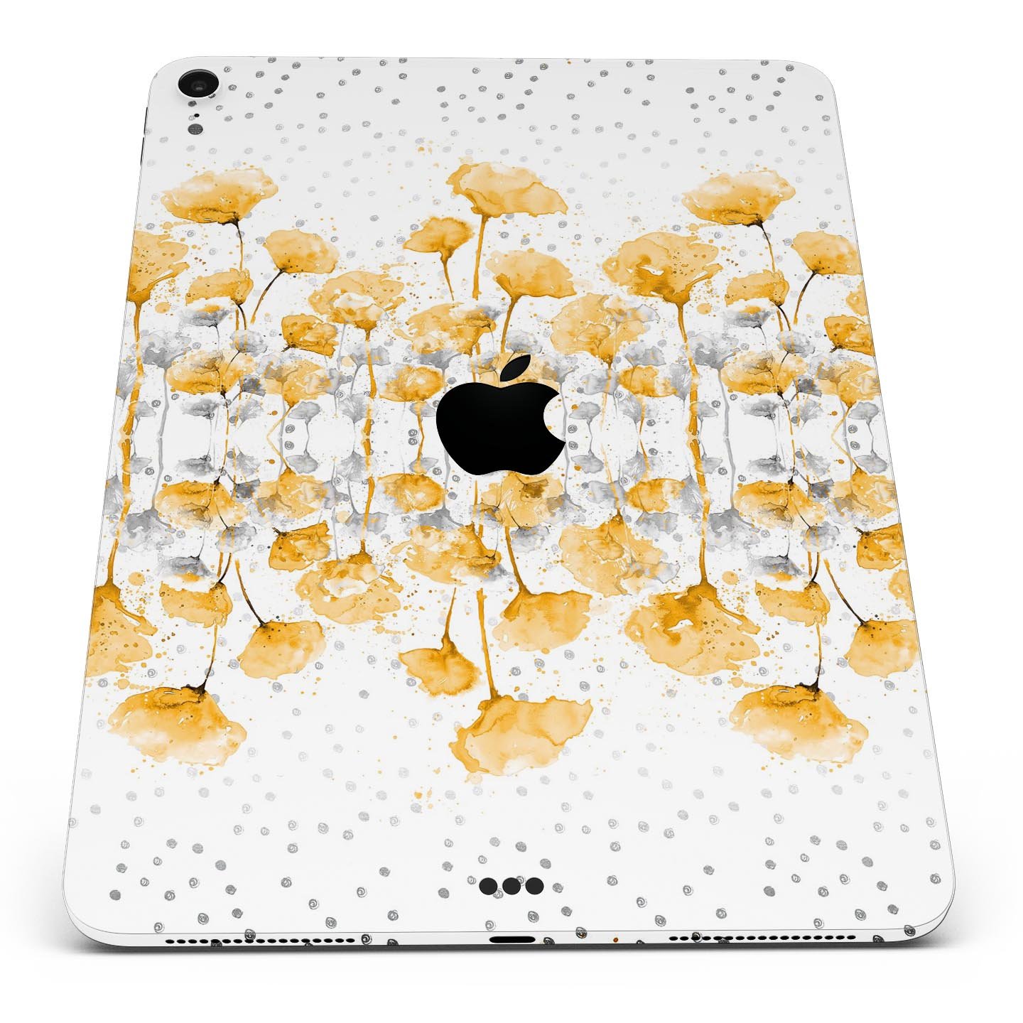 Karamfila Yellow & Gray Floral V2 skin decal for Apple devices, showcasing a vibrant floral design with premium 3M materials.