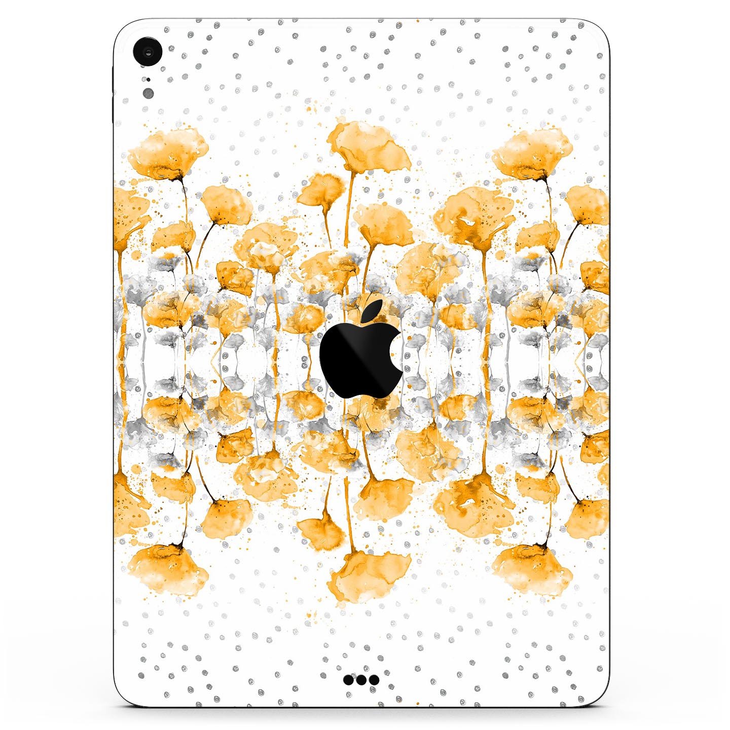 Karamfila Yellow & Gray Floral V2 skin decal for Apple devices, showcasing a vibrant floral design with premium 3M materials.