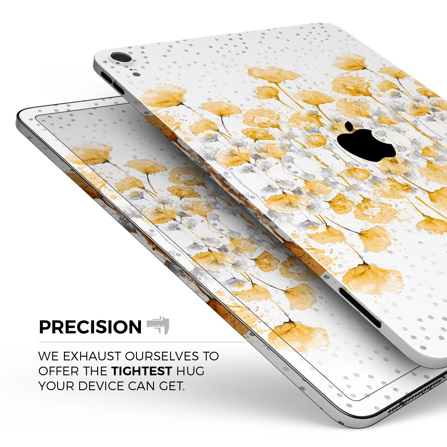 Karamfila Yellow & Gray Floral V2 skin decal for Apple devices, showcasing a vibrant floral design with premium 3M materials.