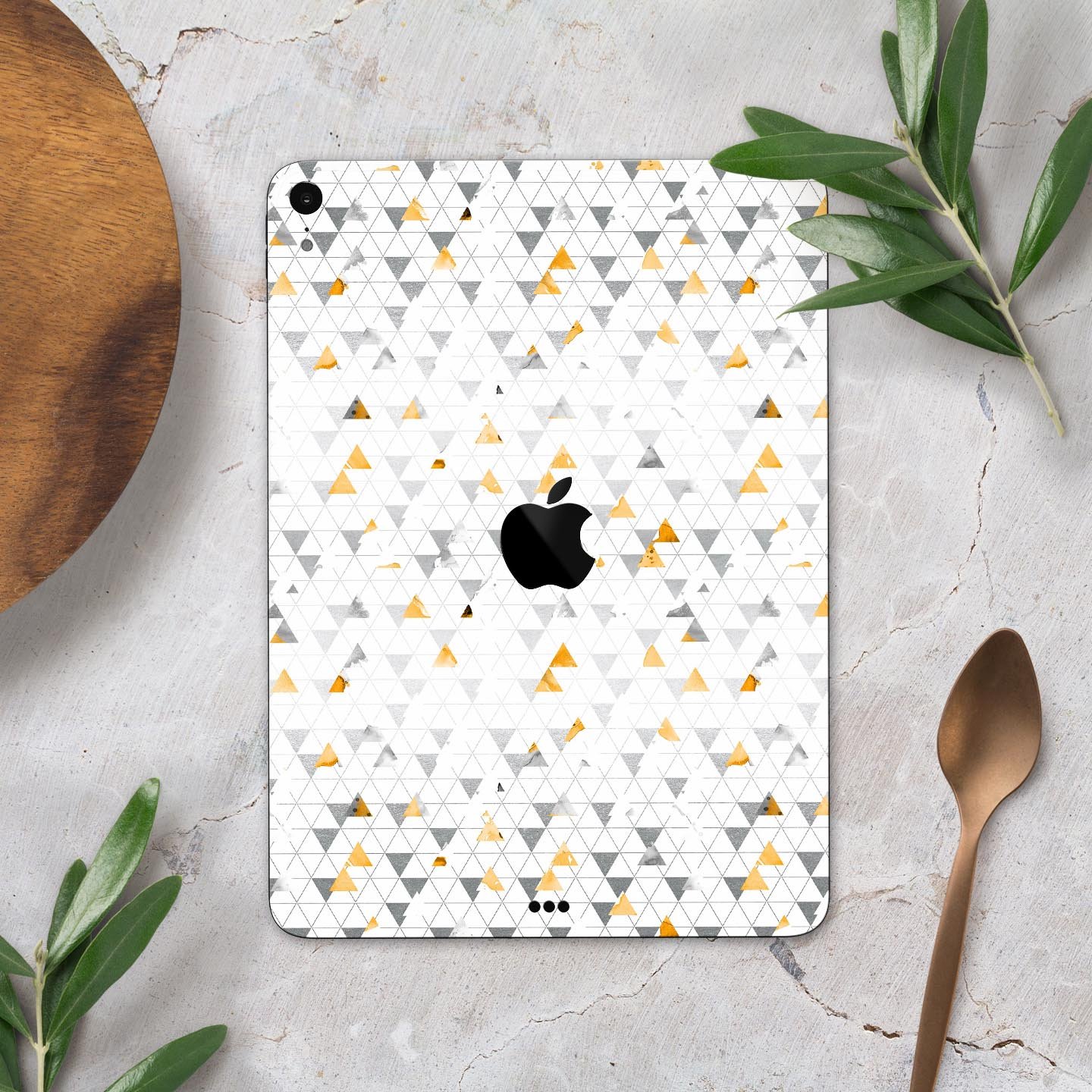 Karamfila Yellow & Gray Floral V3 skin decal for Apple devices, showcasing vibrant floral design and premium finish.