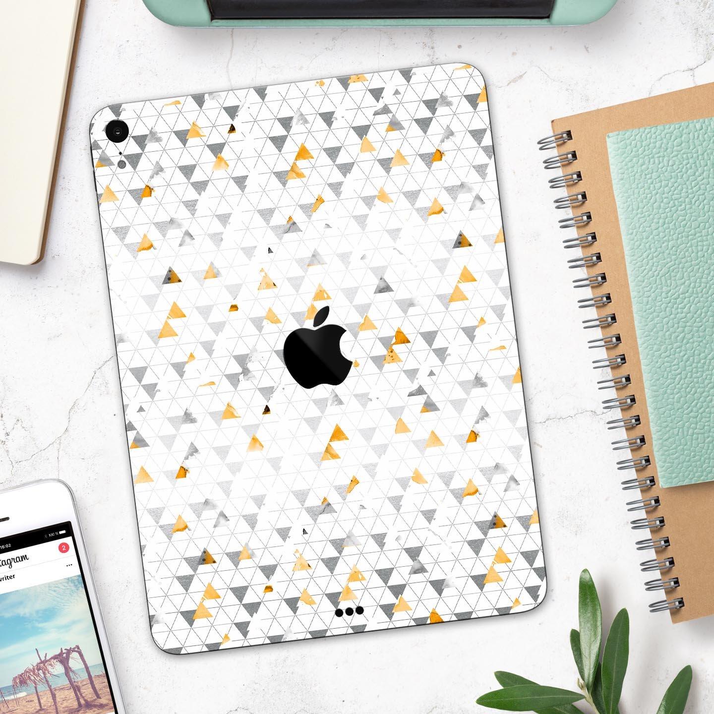 Karamfila Yellow & Gray Floral V3 skin decal for Apple devices, showcasing vibrant floral design and premium finish.