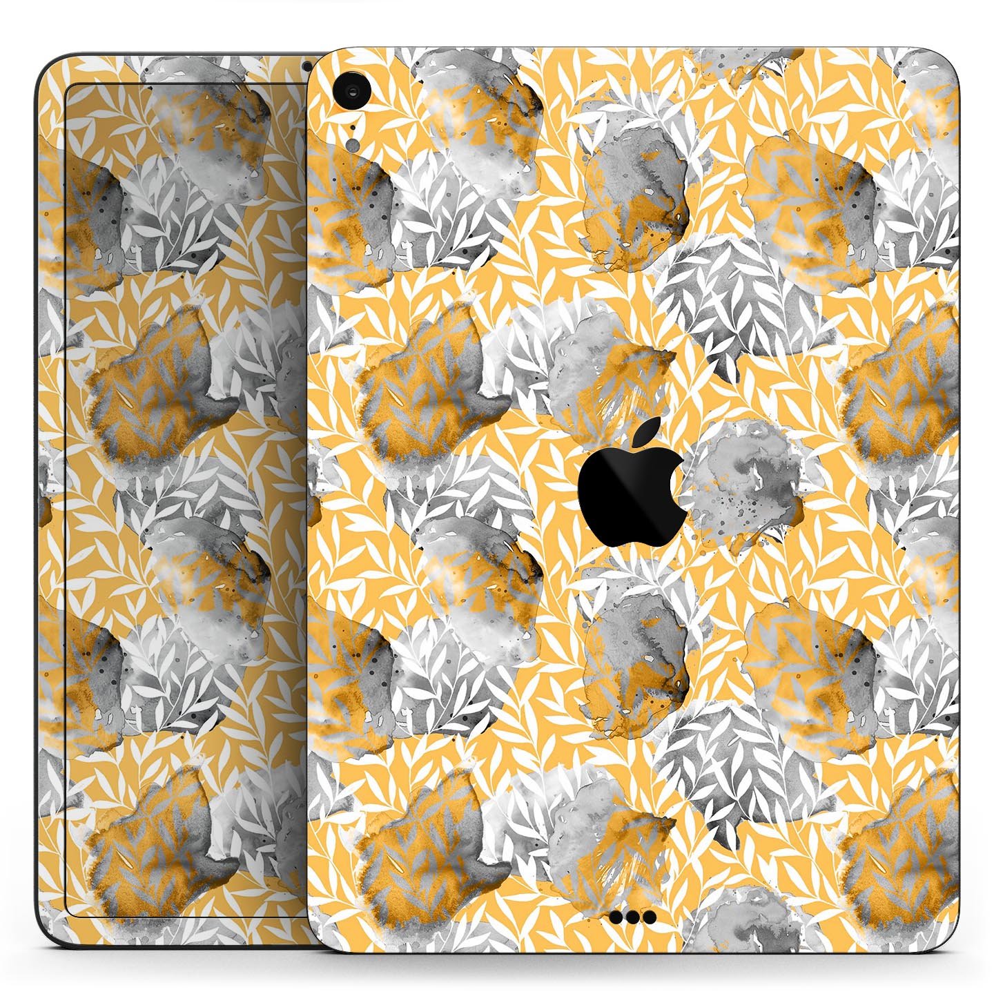 Karamfila Yellow & Gray Floral V6 Full Body Skin Decal for Apple devices, showcasing vibrant floral design and premium finish.