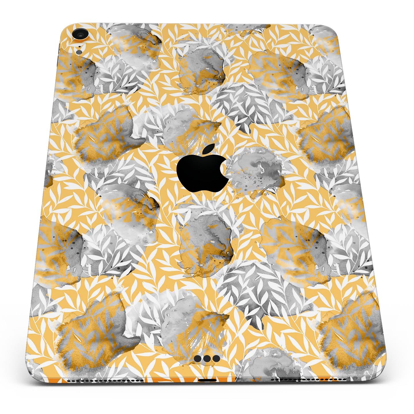 Karamfila Yellow & Gray Floral V6 Full Body Skin Decal for Apple devices, showcasing vibrant floral design and premium finish.