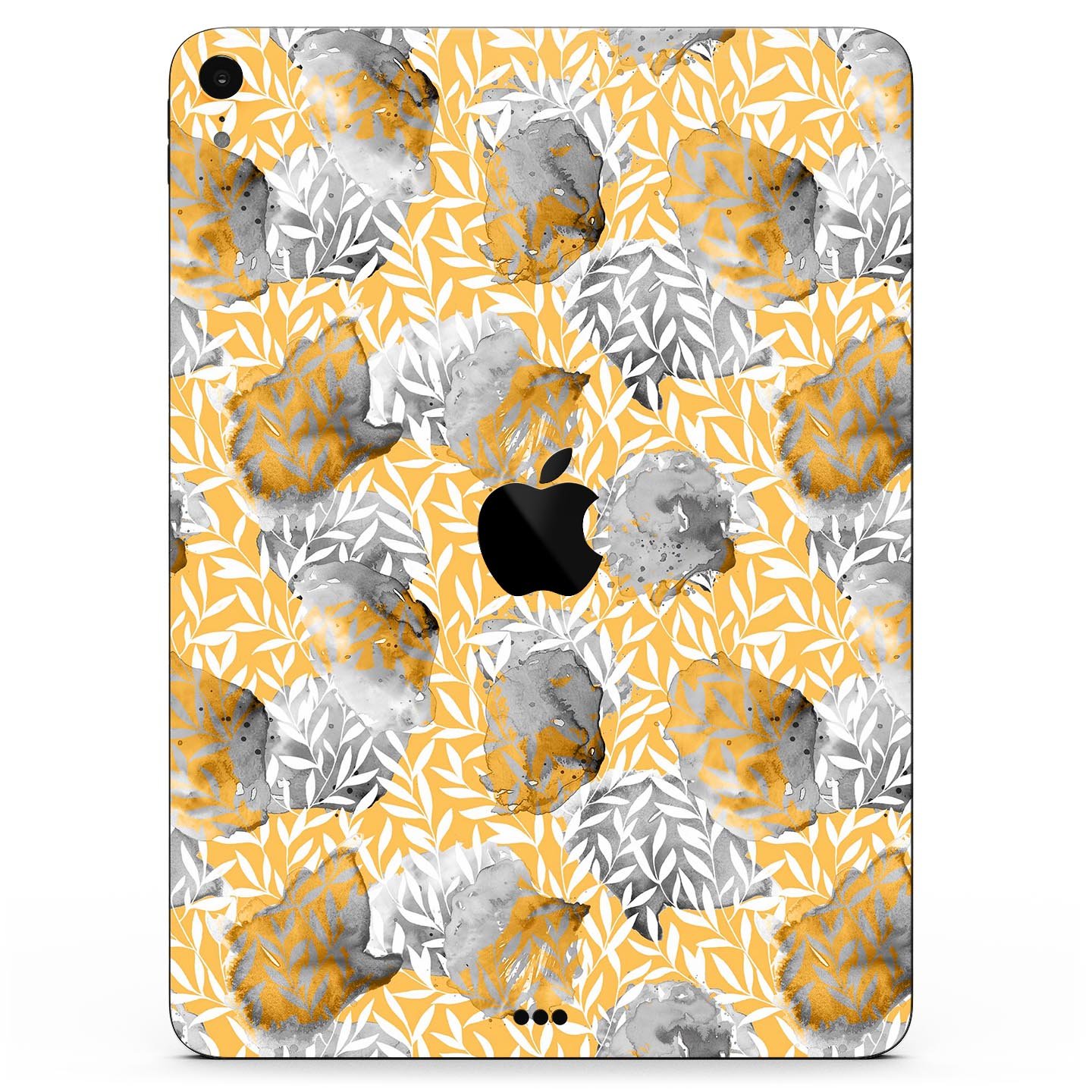 Karamfila Yellow & Gray Floral V6 Full Body Skin Decal for Apple devices, showcasing vibrant floral design and premium finish.