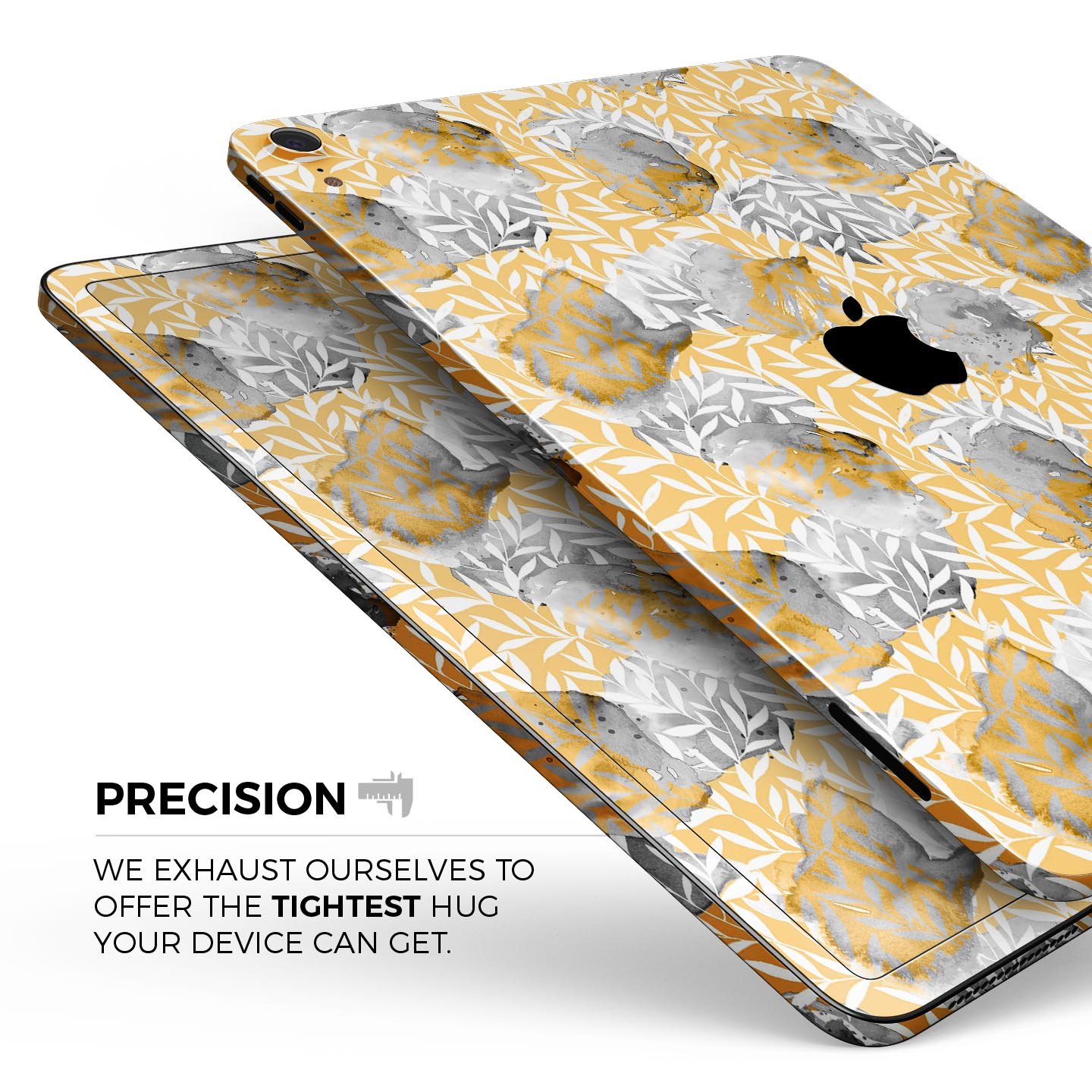 Karamfila Yellow & Gray Floral V6 Full Body Skin Decal for Apple devices, showcasing vibrant floral design and premium finish.