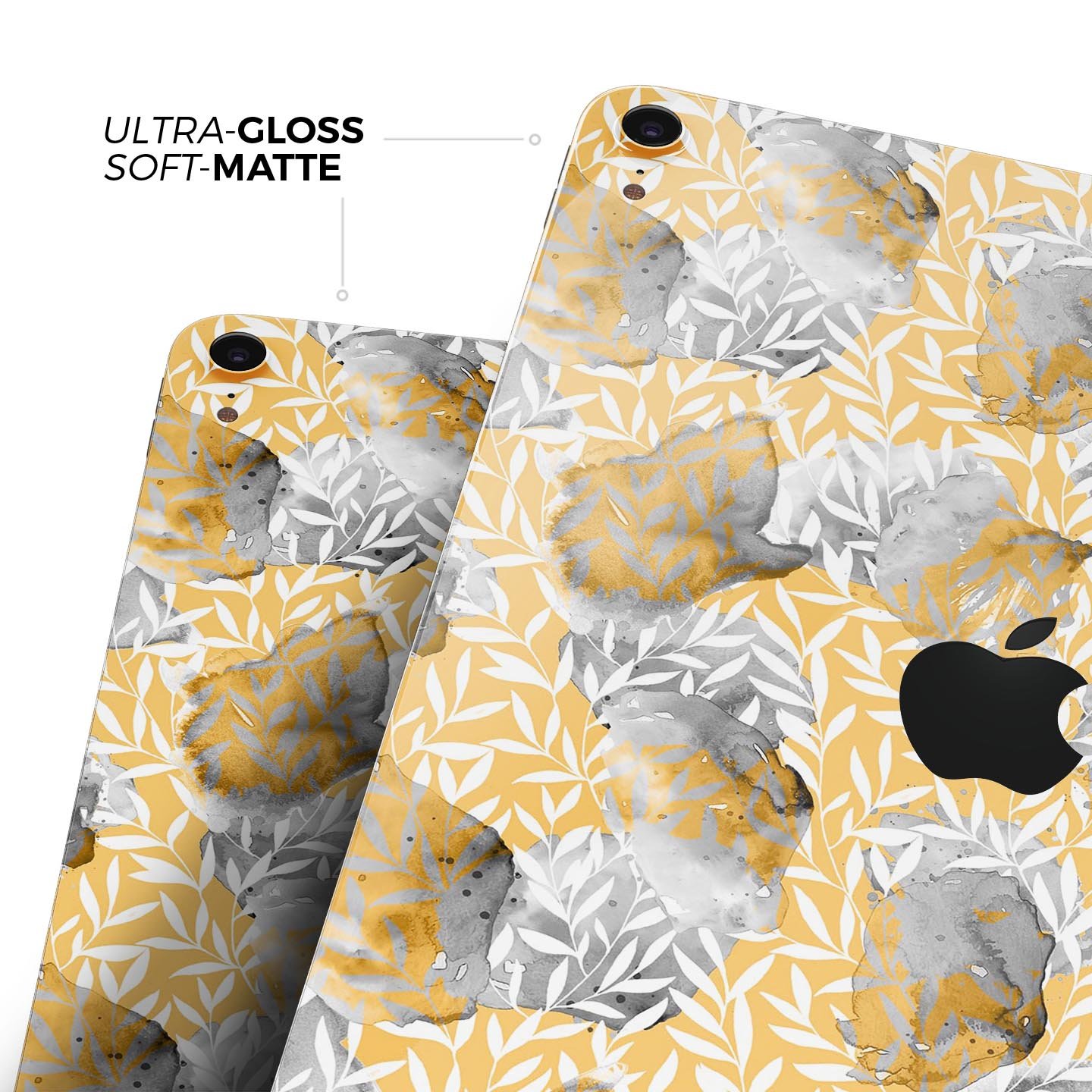 Karamfila Yellow & Gray Floral V6 Full Body Skin Decal for Apple devices, showcasing vibrant floral design and premium finish.