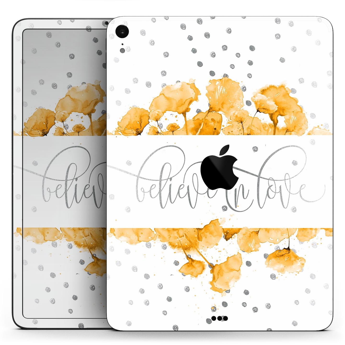 Karamfila Yellow & Gray Floral V9 skin decal for Apple devices, showcasing vibrant floral design and premium 3M material.