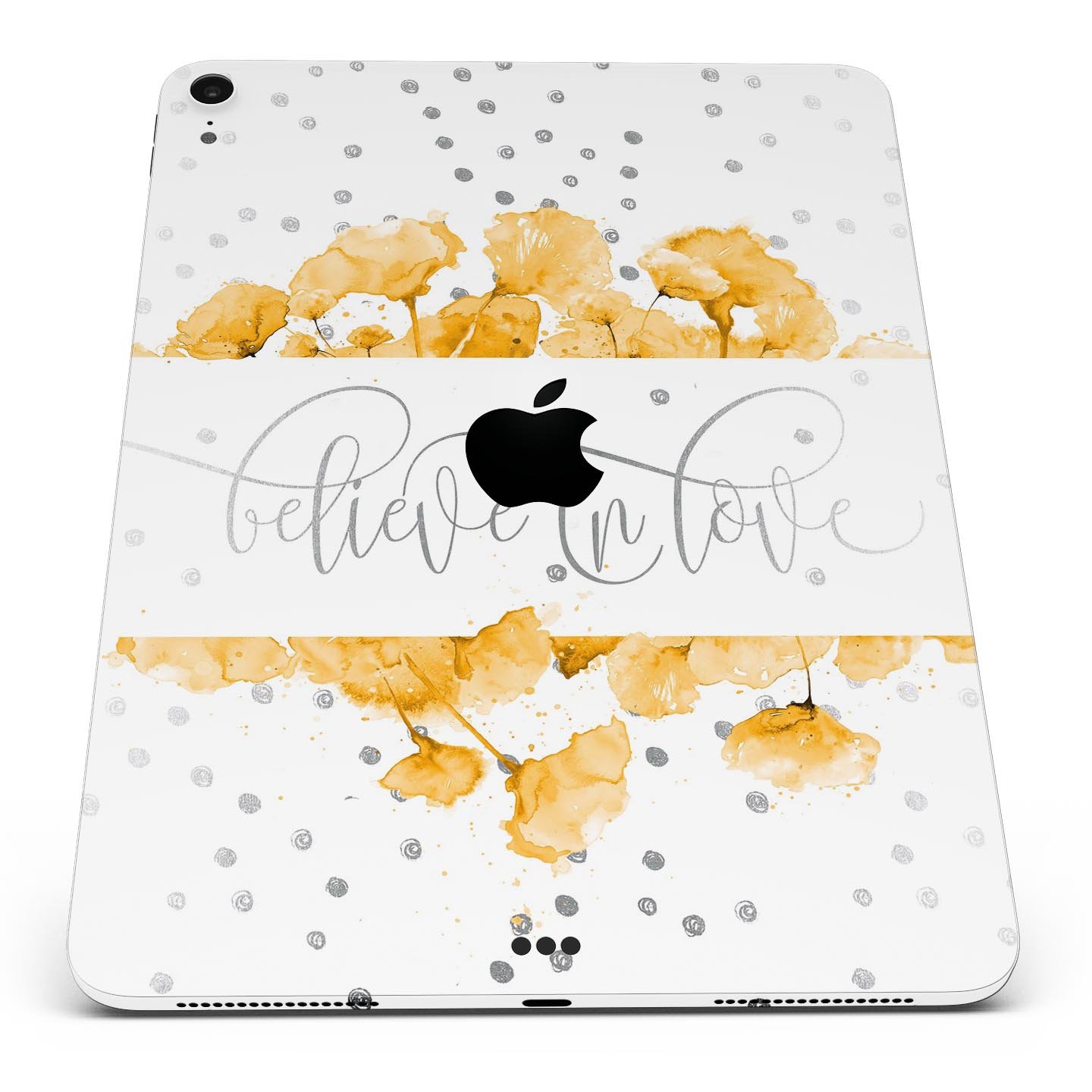 Karamfila Yellow & Gray Floral V9 skin decal for Apple devices, showcasing vibrant floral design and premium 3M material.