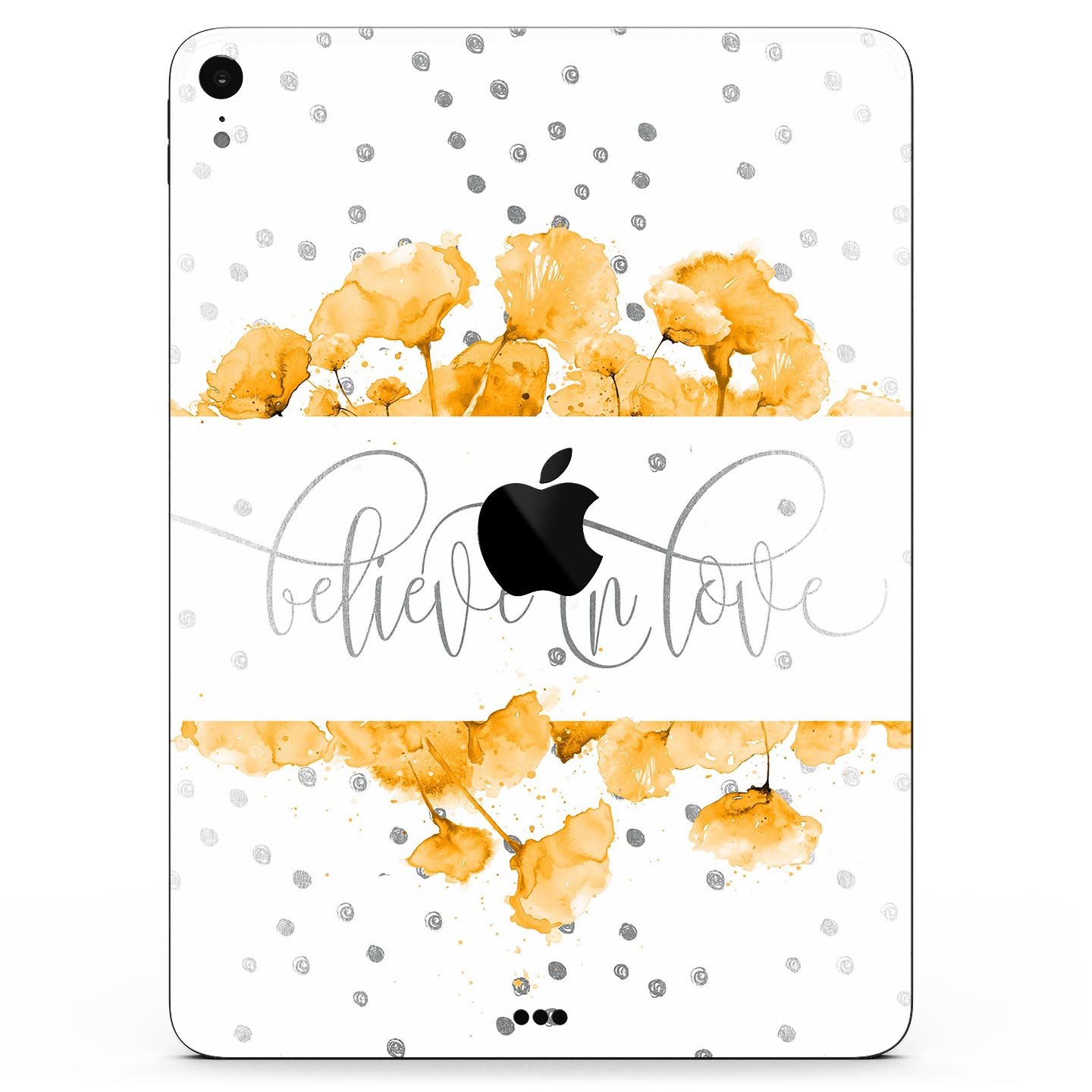 Karamfila Yellow & Gray Floral V9 skin decal for Apple devices, showcasing vibrant floral design and premium 3M material.