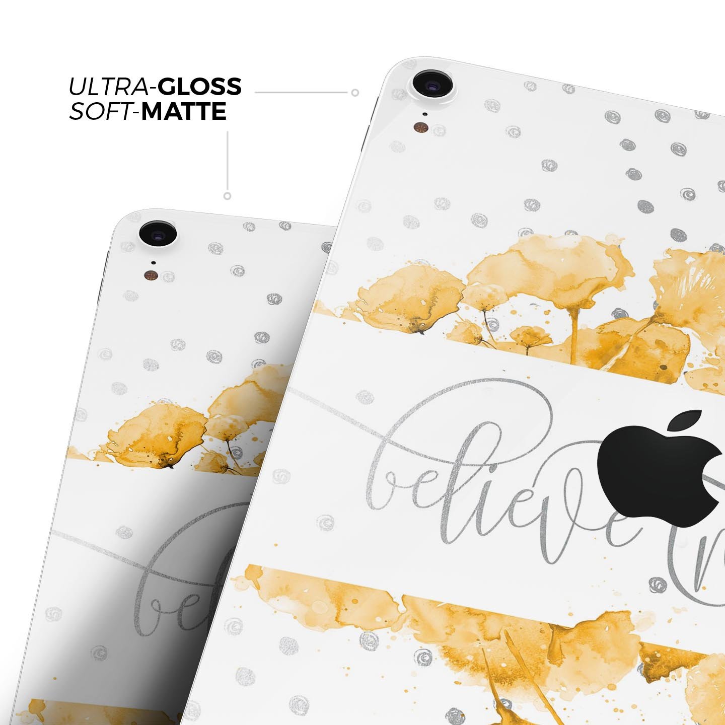 Karamfila Yellow & Gray Floral V9 skin decal for Apple devices, showcasing vibrant floral design and premium 3M material.